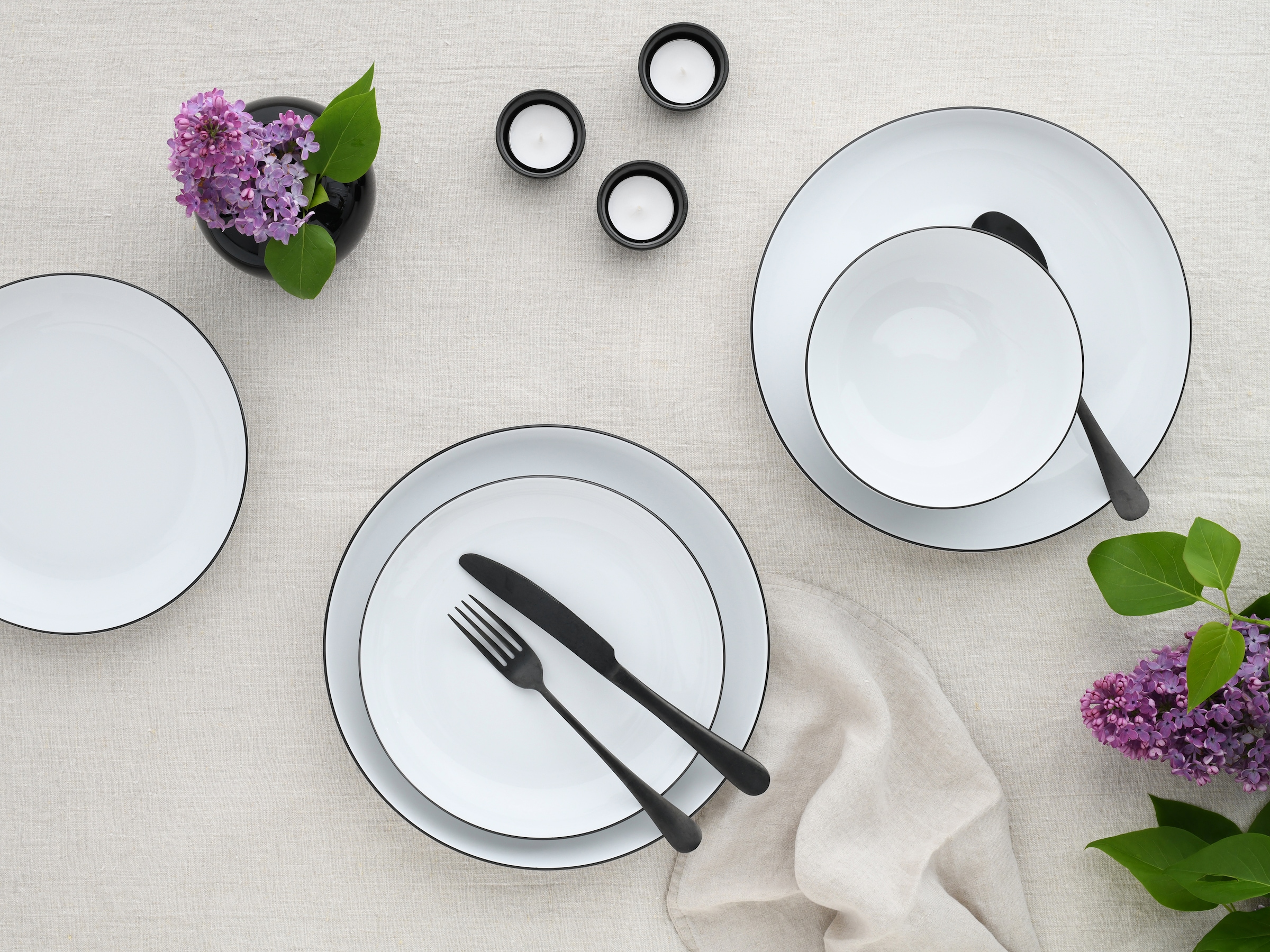CreaTable Teller-Set »Allround Black Line, Tellerset 12-tlg« Teller Set, Daily Use, Zeitlos
