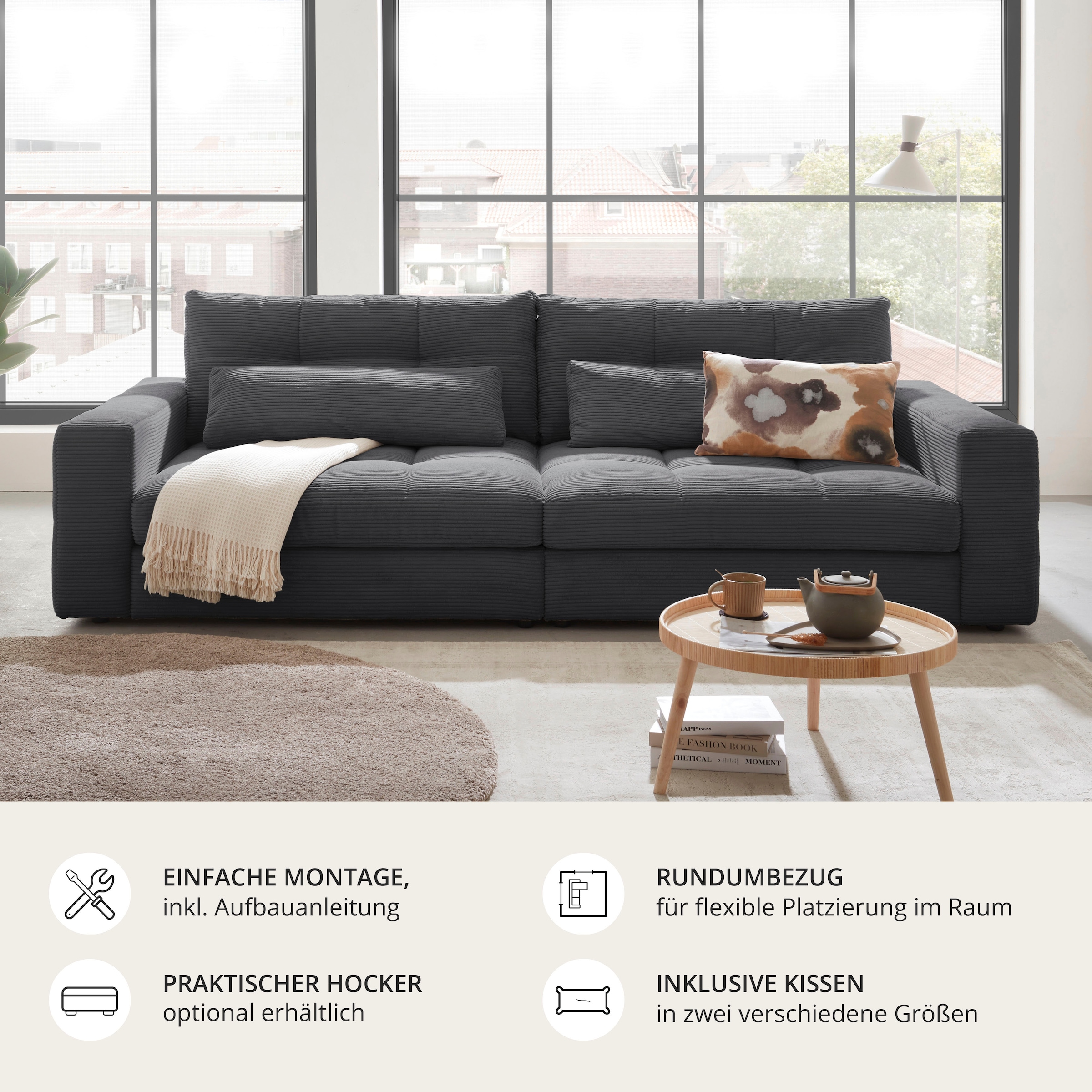 ED EXCITING DESIGN 3-Sitzer »Jasper Mega-Sofa, bequem, viel Platz, Breite 265cm, Tiefe 122cm«