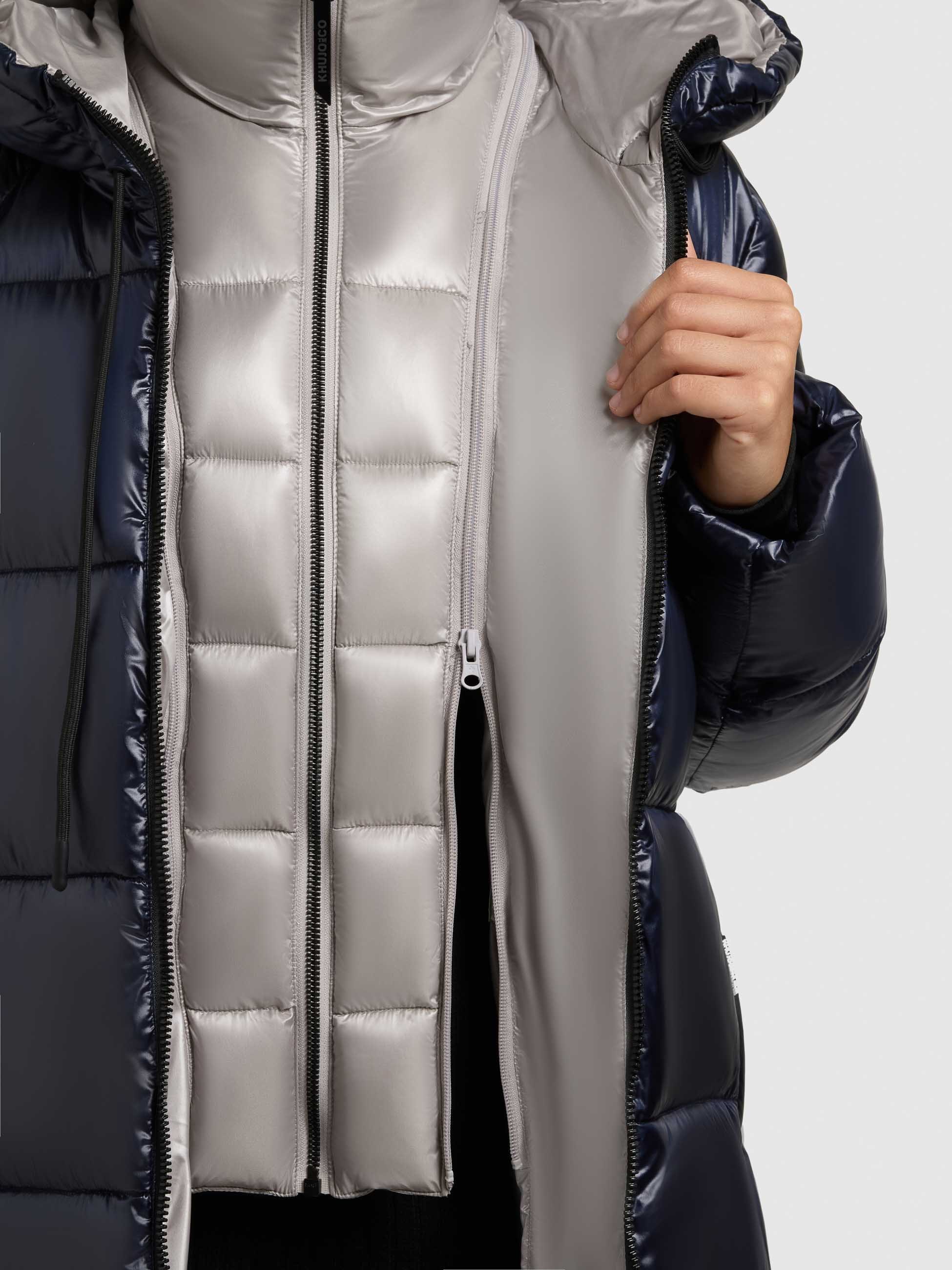 khujo Steppmantel »NASHI« aus Nylon und Polyester, knielanger Schnitt, mit 2-Wege-Reißverschluss