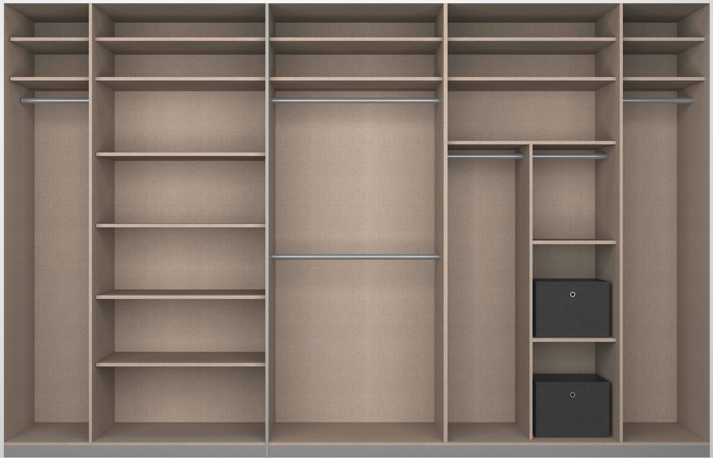 rauch Schwebetürenschrank »Schwebetürenschrank Kleiderschrank Schrank Garderobe CORTONA«, inkl. Inneneinteilung, 2 Stoffboxen und zusätzlichen Einlegeböden