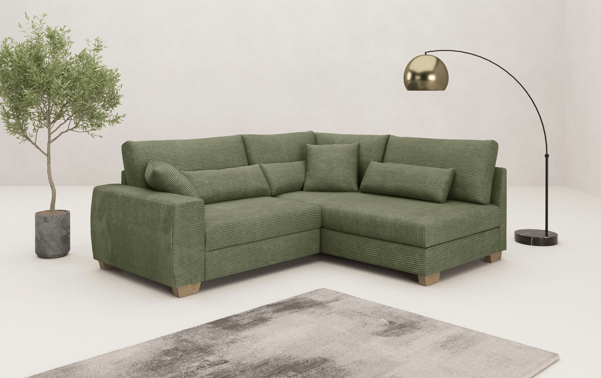 Mr. Couch Ecksofa »Hilla L-Form« Mit Federkern, wahlweise mit Bettfunktion günstig online kaufen