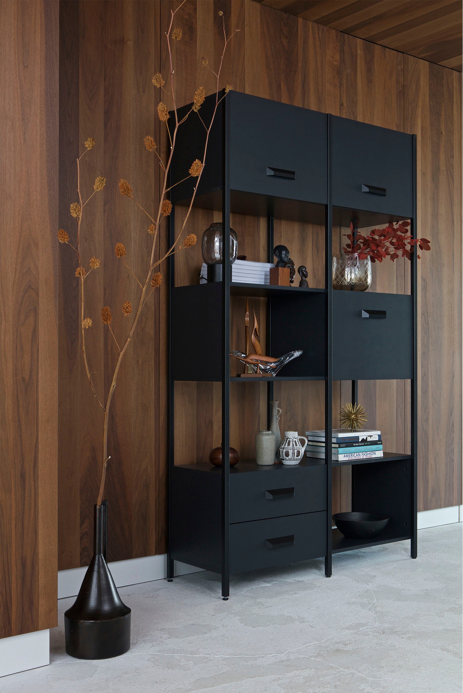 WOOOD Regal »Legacy«, mit Schubladen, H 221 cm x B 125 cm