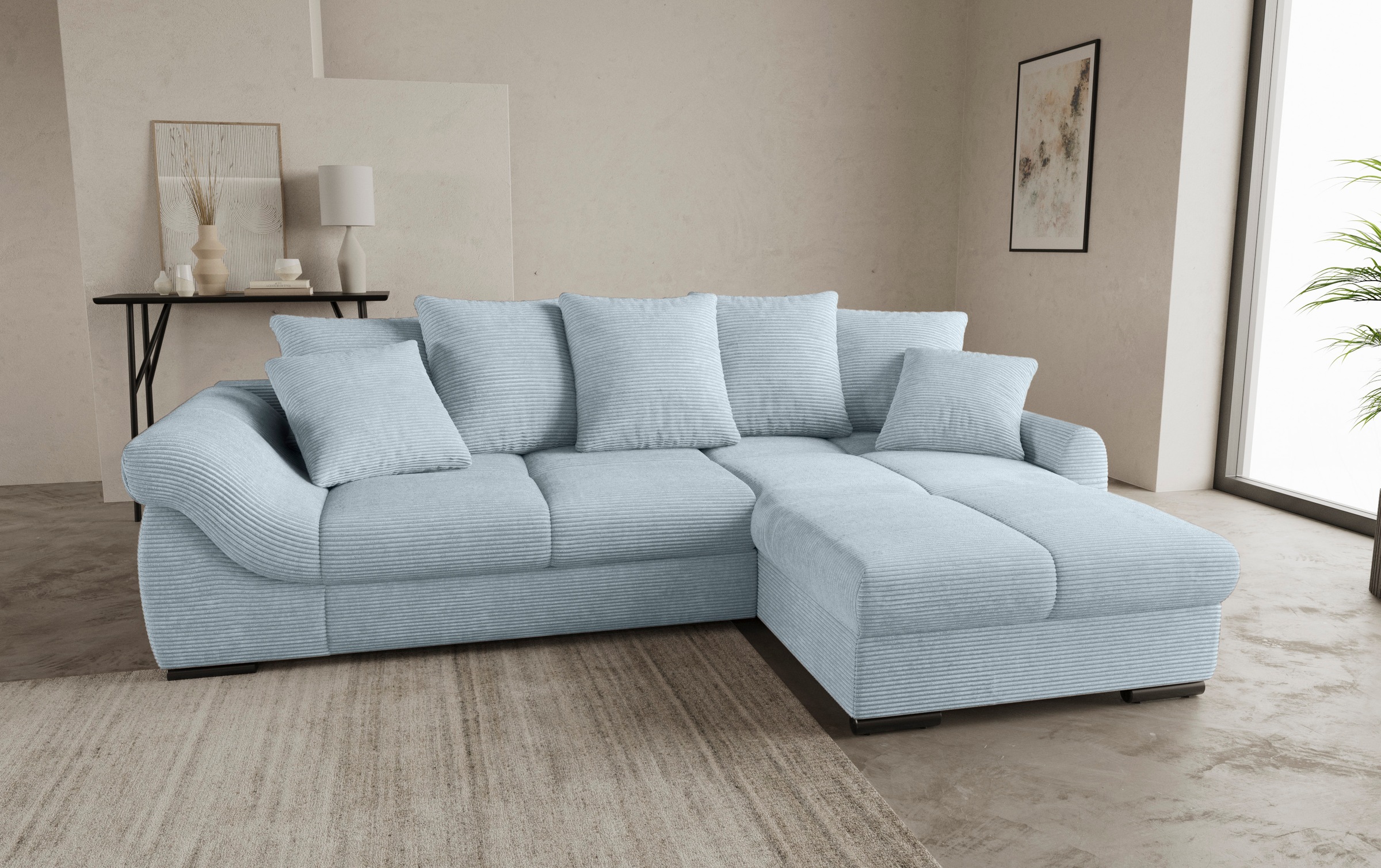 Mr. Couch Ecksofa »Livorno L-Form«, inkl. Hochschläfer-Bettauszug, XL-Bettkasten weiß beschichtet