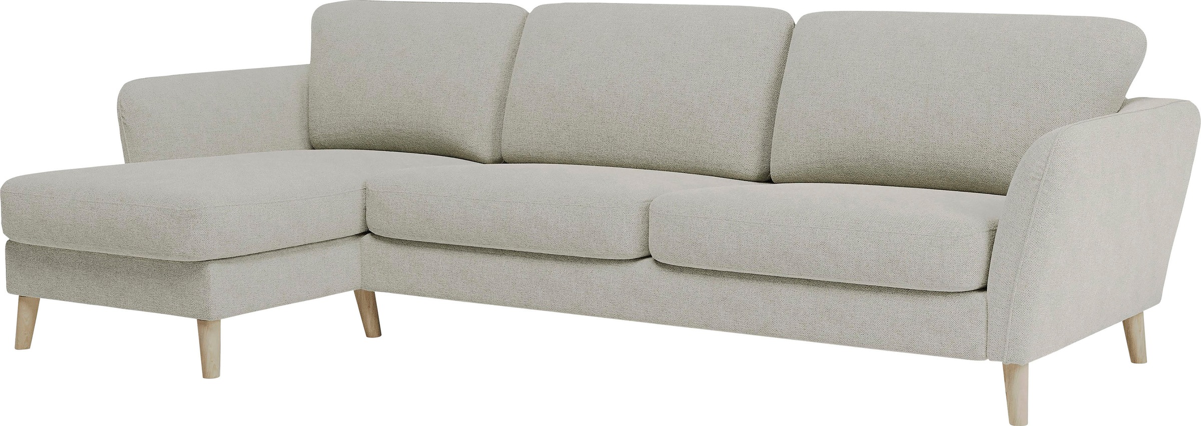 Home affaire Ecksofa »MARSEILLE (279/152cm),L-Form, Rec. rechts/links, verschiedene Bezüge«, Massivholzbeine Eiche, Landhausstil, Wellenunterfederung