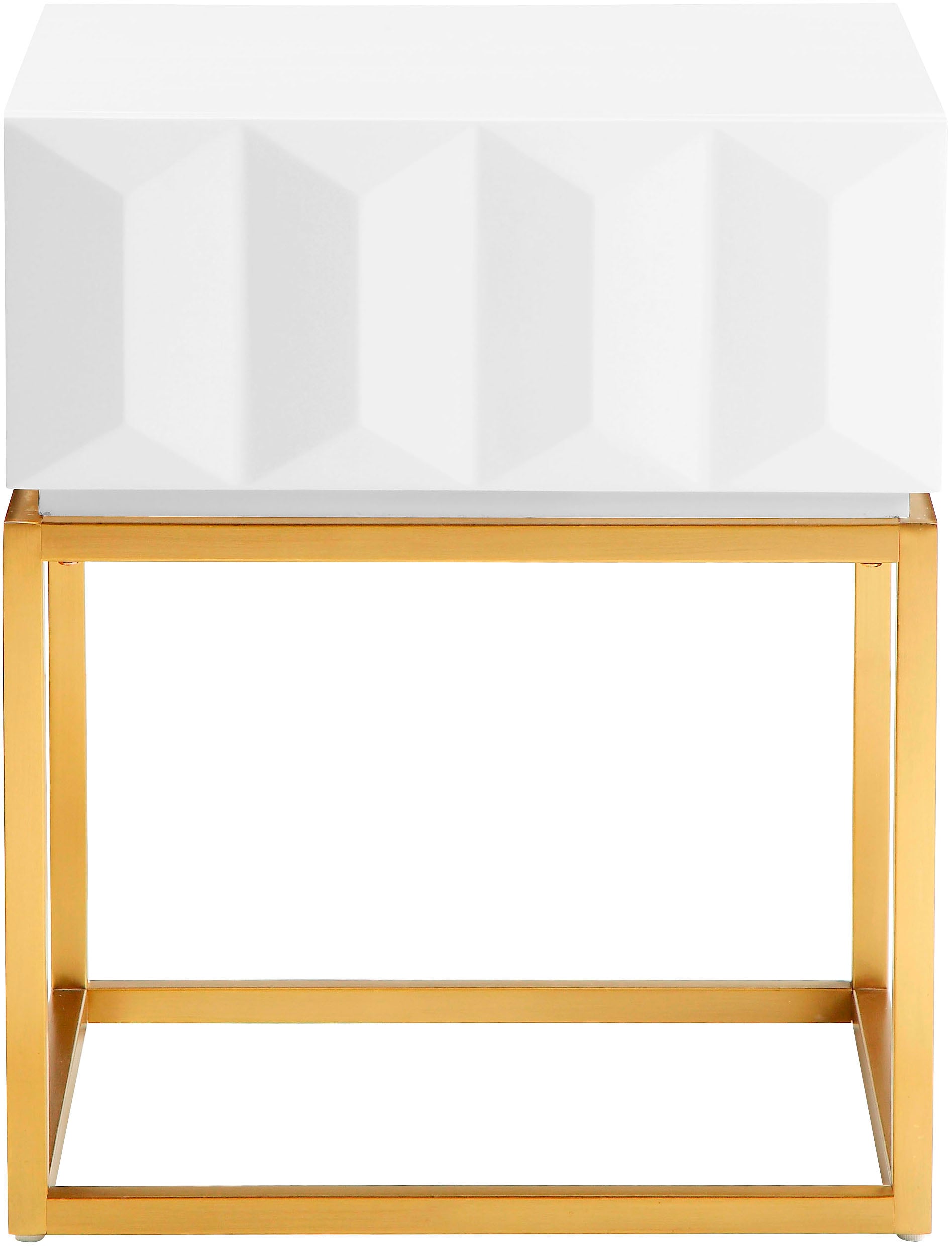 Leonique Beistelltisch »Alais, TOPSELLER!, OTTOs Choice« in 3D-Optik, goldfarbenes Metallgestell, auch als Nachttisch geeignet