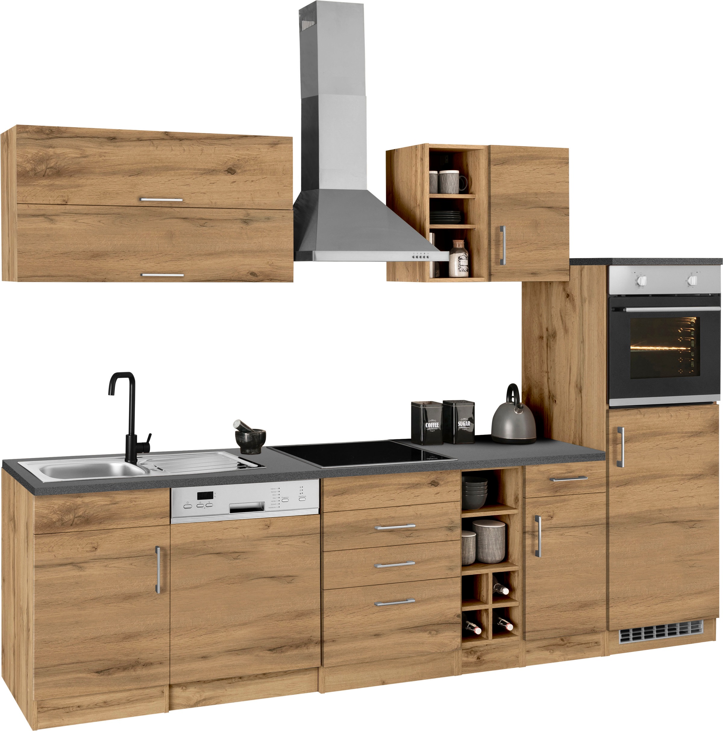 KOCHSTATION Küchenzeile »KS-Colmar«, mit E-Geräten, Breite 300 cm
