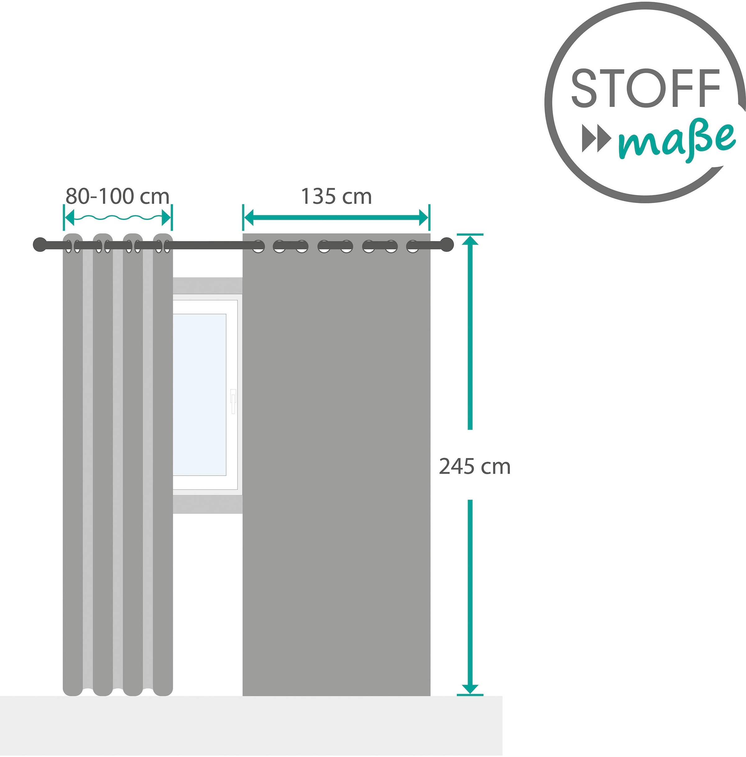 decolife Gardine »Nalu«, (1 St.), Ösenschal weiß mit grauen Streifen