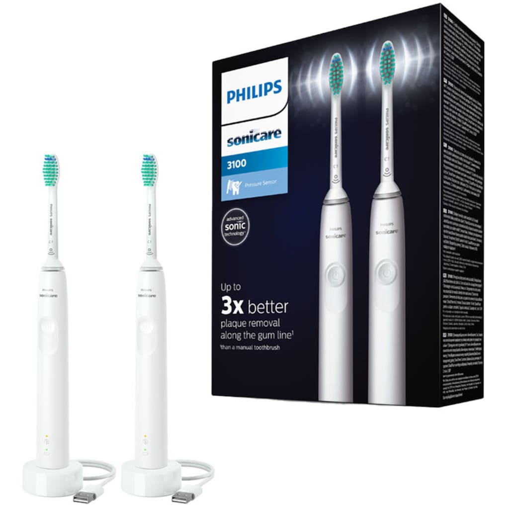 Philips Sonicare Elektrische Zahnbürste »Series 3100 HX3675/13«, 2 St. Aufsteckbürsten