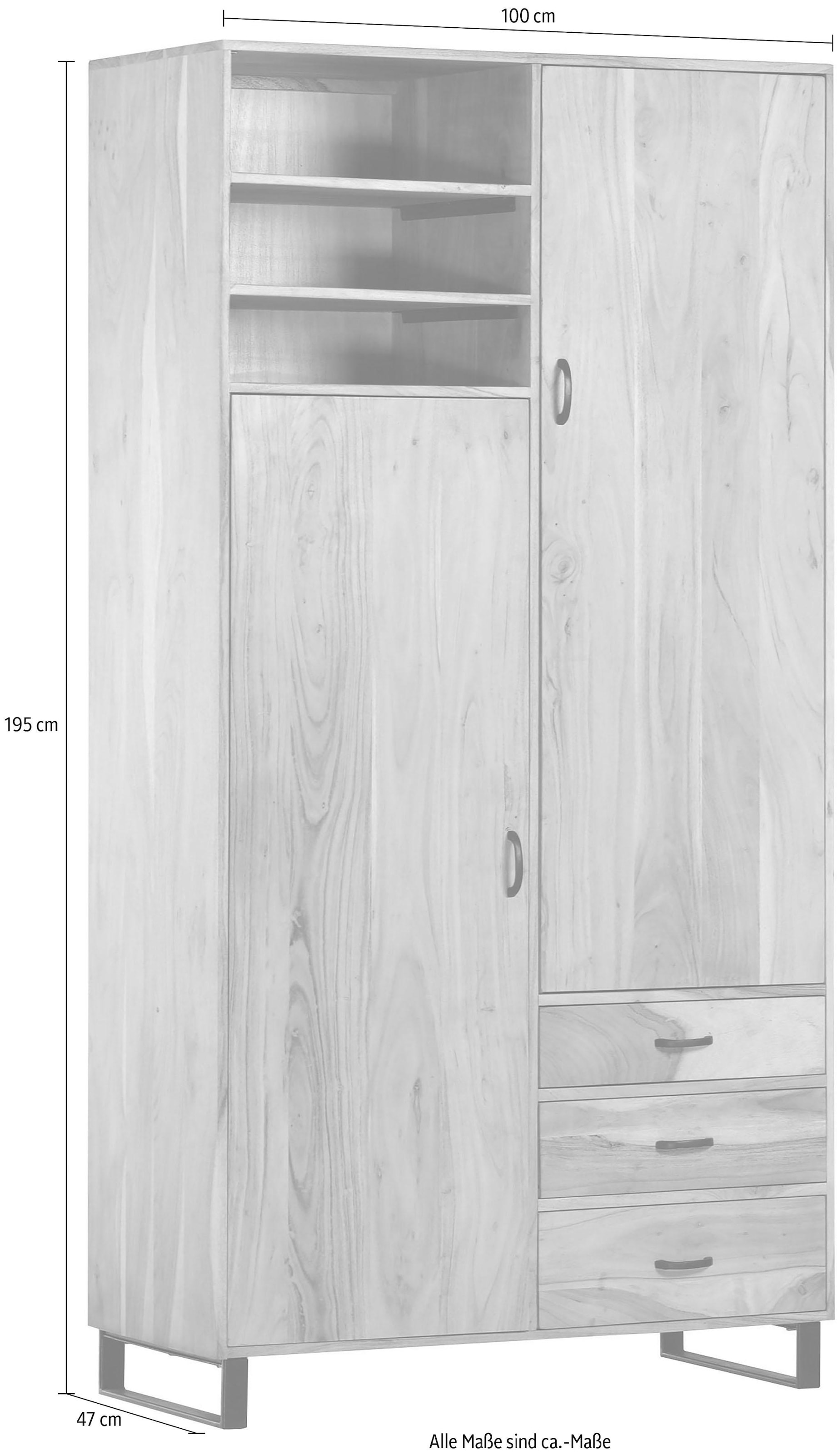 Gutmann Factory Stauraumschrank »Georgia« aus massivem Akazienholz, Höhe 195 cm