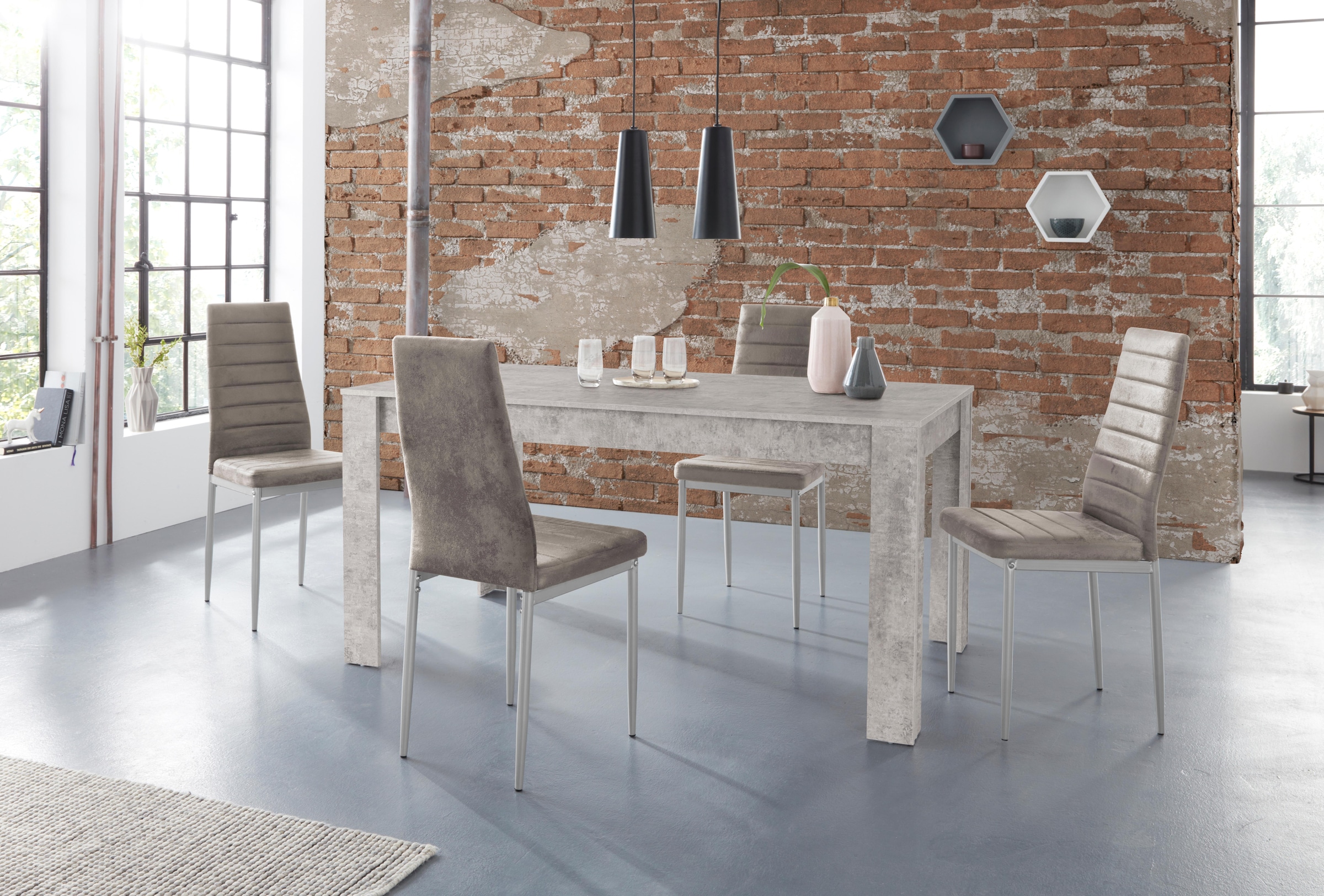 INOSIGN Essgruppe »Lynn160/Kate« Set, 5 Stk. tlg. Tisch mit 4 Stühlen, Bela günstig online kaufen