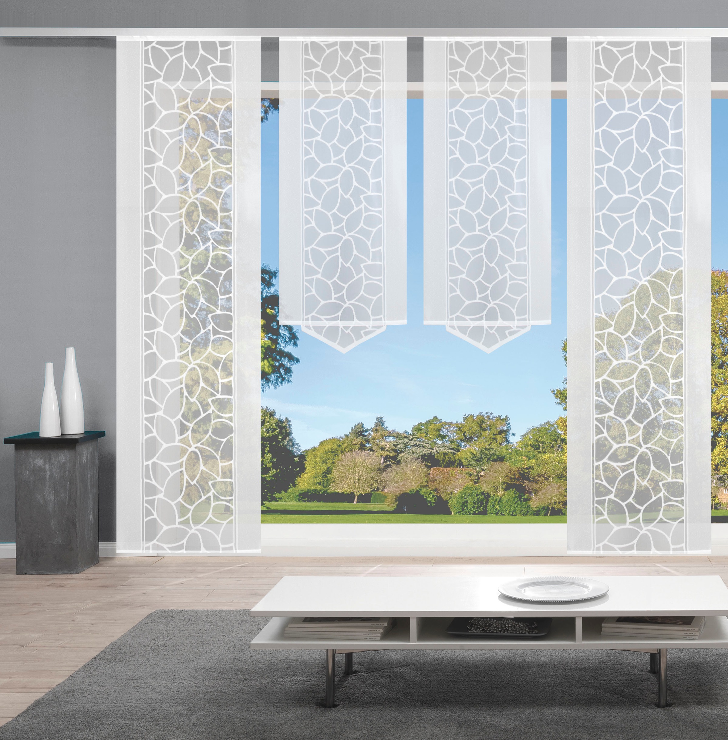 HOME WOHNIDEEN Schiebegardine »JENNA«, (4 St.), Schiebevorhang Jacquard Set