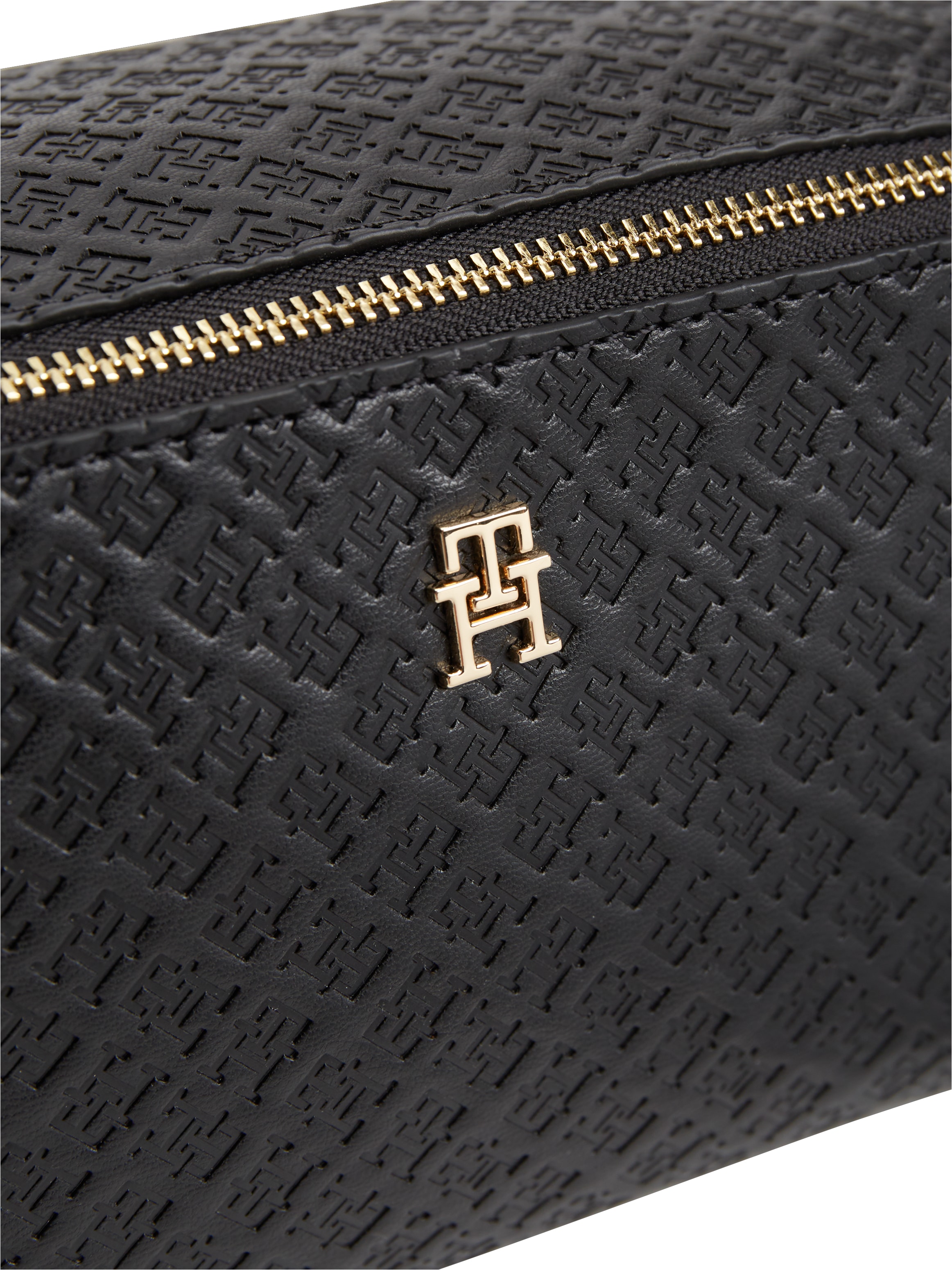 Tommy Hilfiger Kulturbeutel »TH ICON DOUBLE WASHBAG MONO« Unisex Waschbeutel, Kosmetiktasche mit Allover-Logoprägung