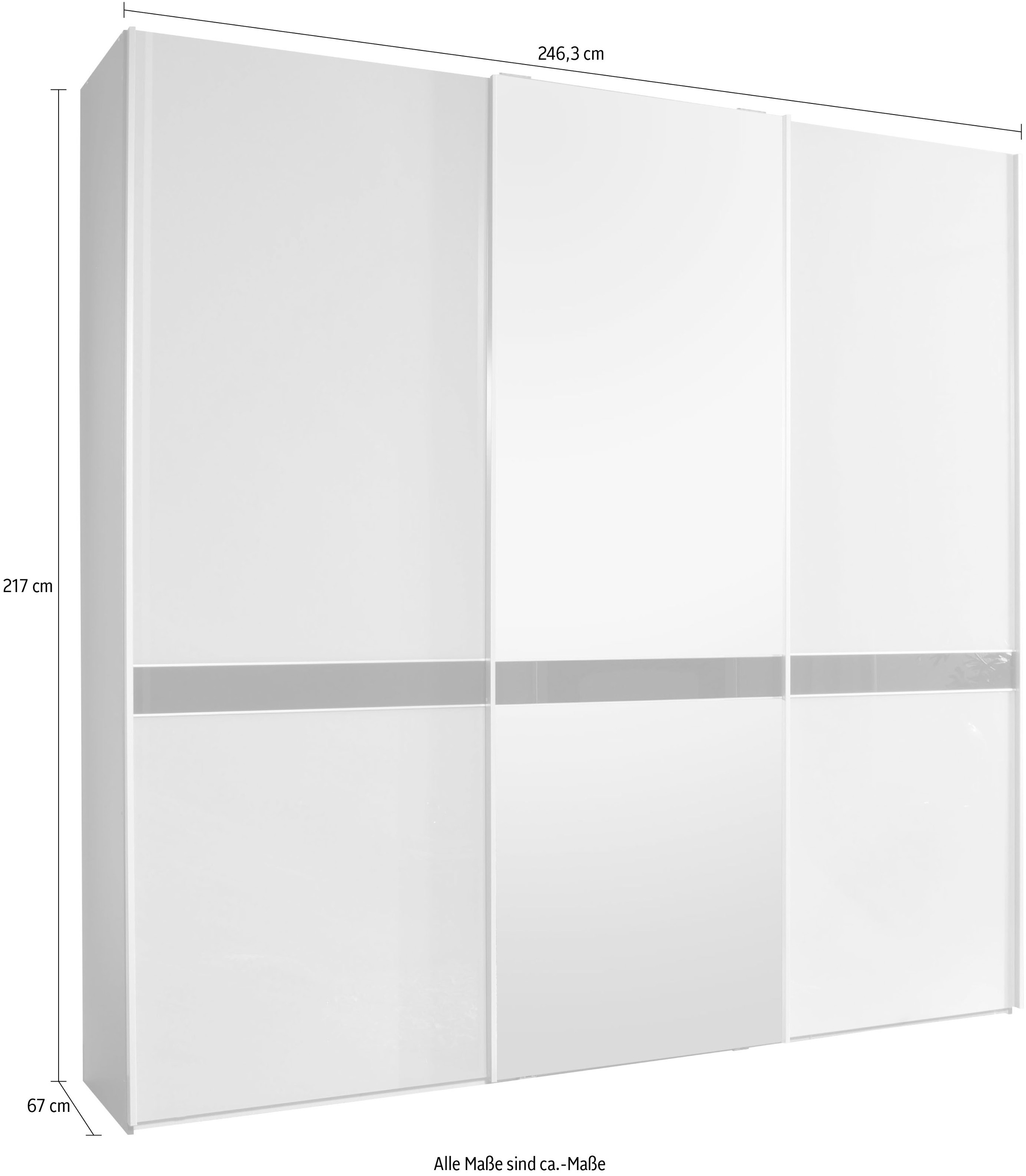 WIEMANN Schwebetürenschrank »Rialto«, hochwertige Glas- und Spiegelfront mit Querriegel