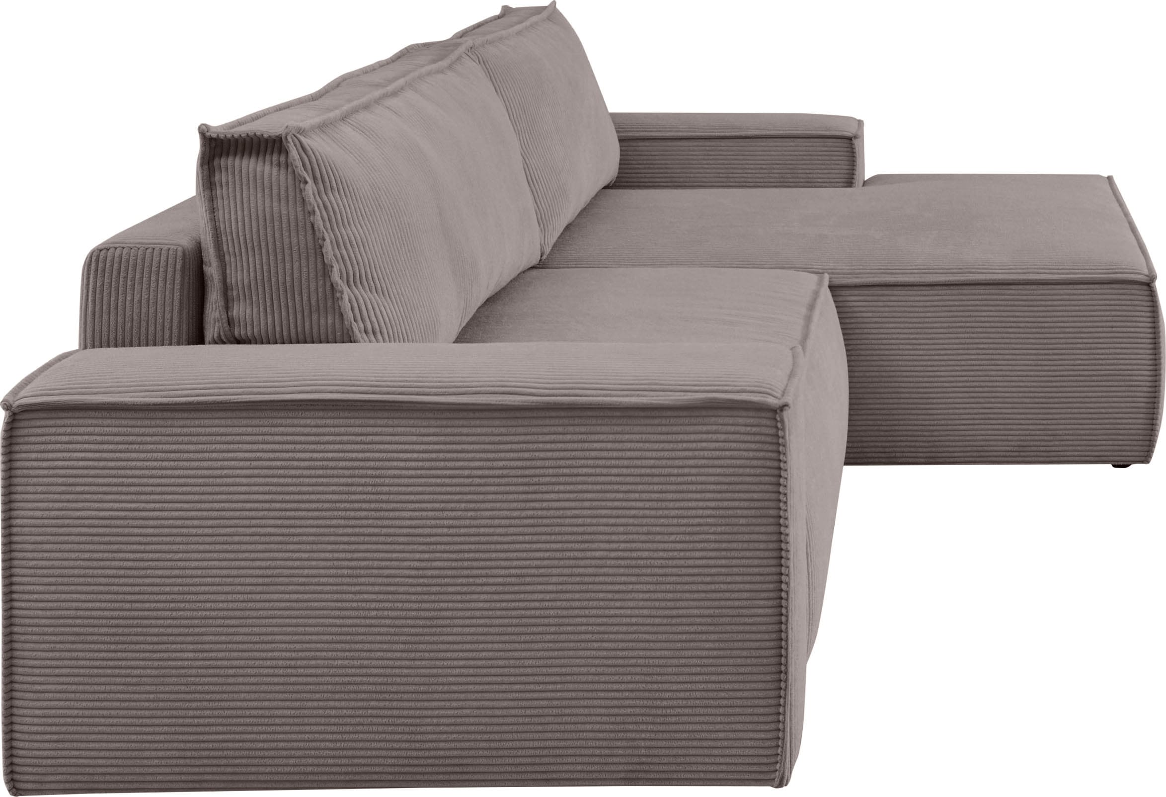 Home affaire Ecksofa »SHERWOOD Schlafsofa 267 cm, L-Form,«, Schlaffunktion mit Bettkasten (210x136 cm), Cord, Vintage, Samtvelours