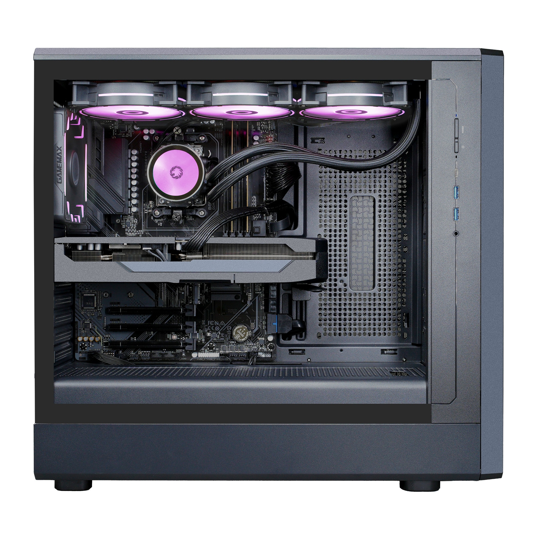 GAMEMAX Gaming-PC »CLAW BK 8102 AMD Ryzen 7 9700X 32GB DDR5 1TB SSD RX 9070 XT« DDR5 RAM, Windows 11, Wasserkühlung