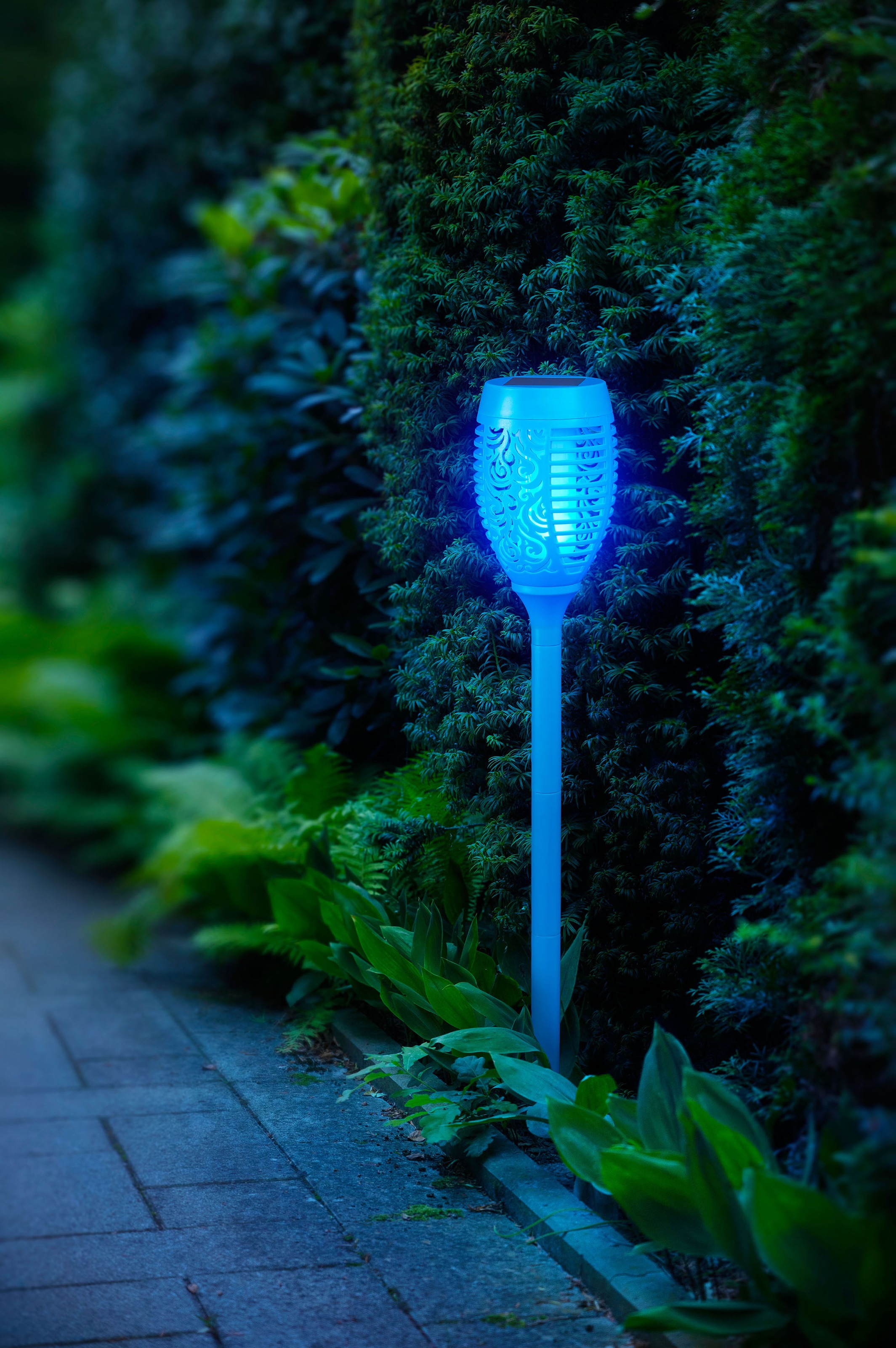 BONETTI LED Gartenfackel, Leuchtmittel LED-Modul | LED fest integriert, LED Solar Gartenfackel mit realer Flamme 3er Set