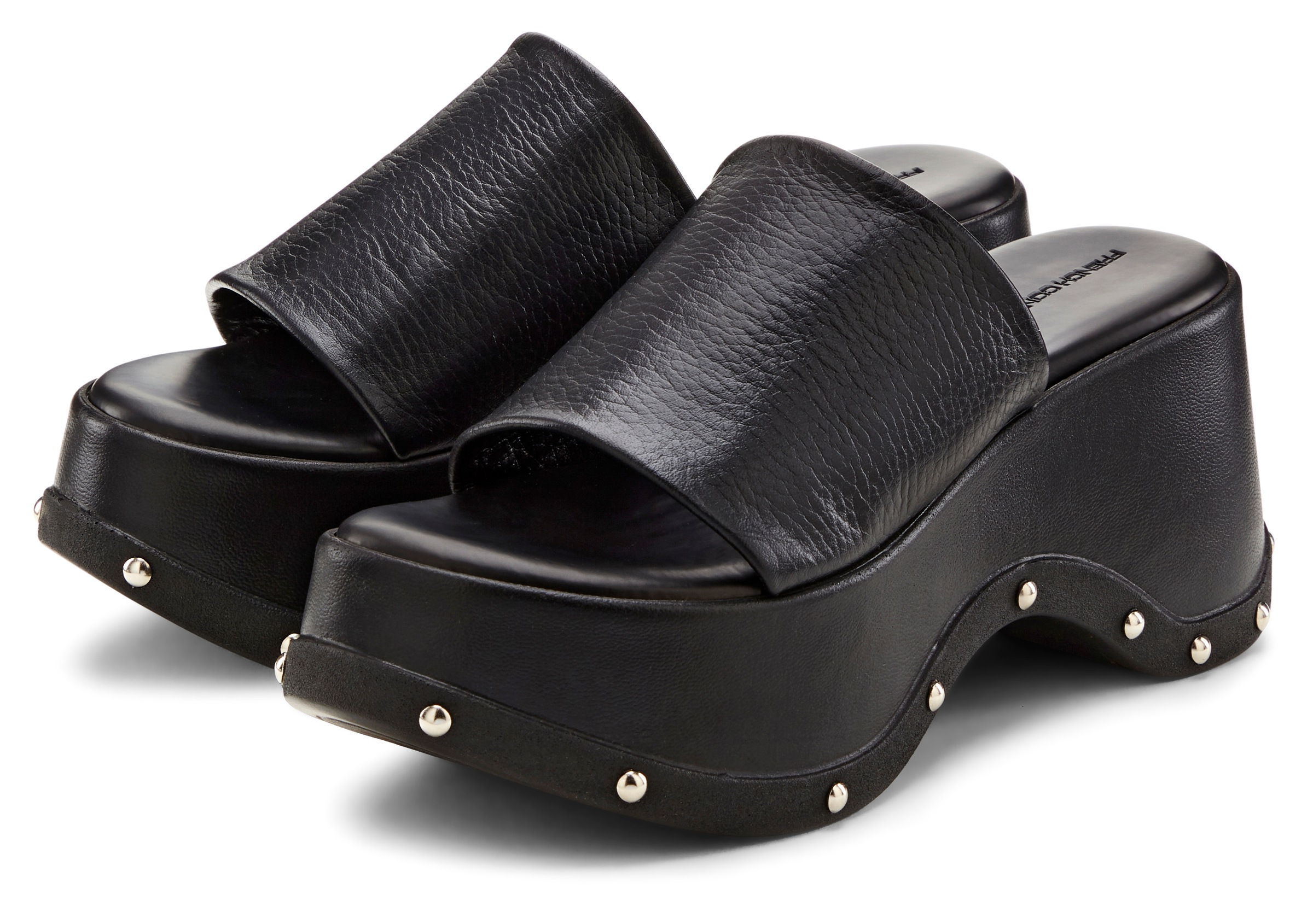 French Connection Pantolette »Mule, Sandale, offener Schuh, Lederpantolette, Sommerschuhe«  aus Leder mit modischer Plateausohle und Nieten