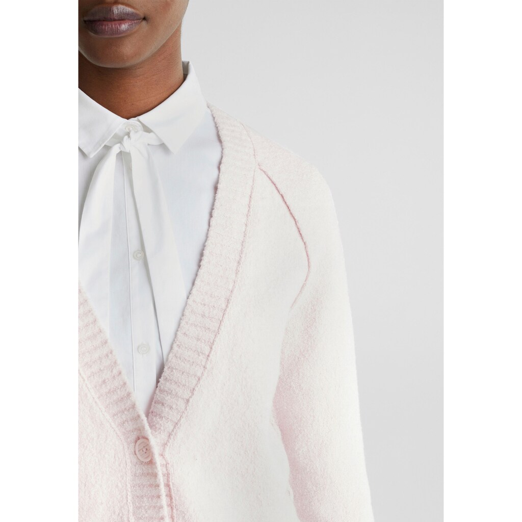 Esprit Cardigan, aus weichem Bouclé mit Inside-Out-Nähten