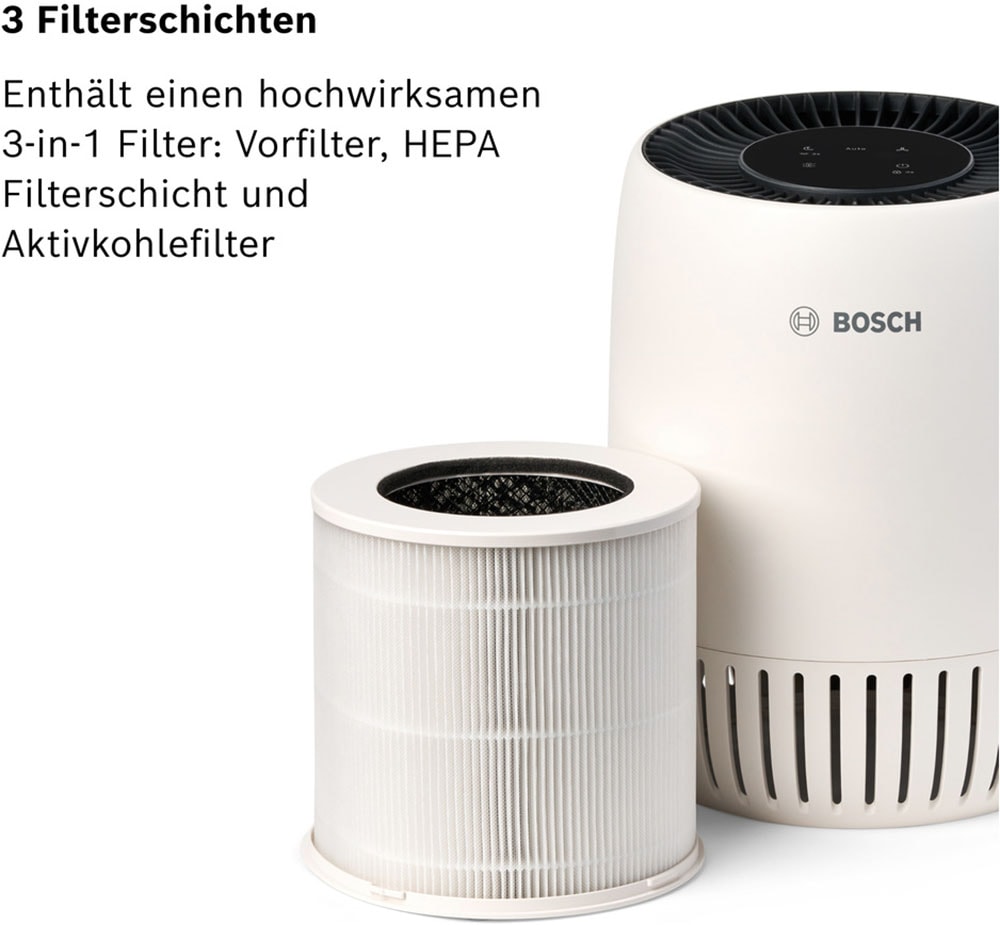 BOSCH Luftreiniger »Air 1000, filtert über 99% der Schadstoffe« für 23 qm Räume mit 3-in-1 Luftfilter, USB-C Anschluss, Automatik- und Ruhemodus