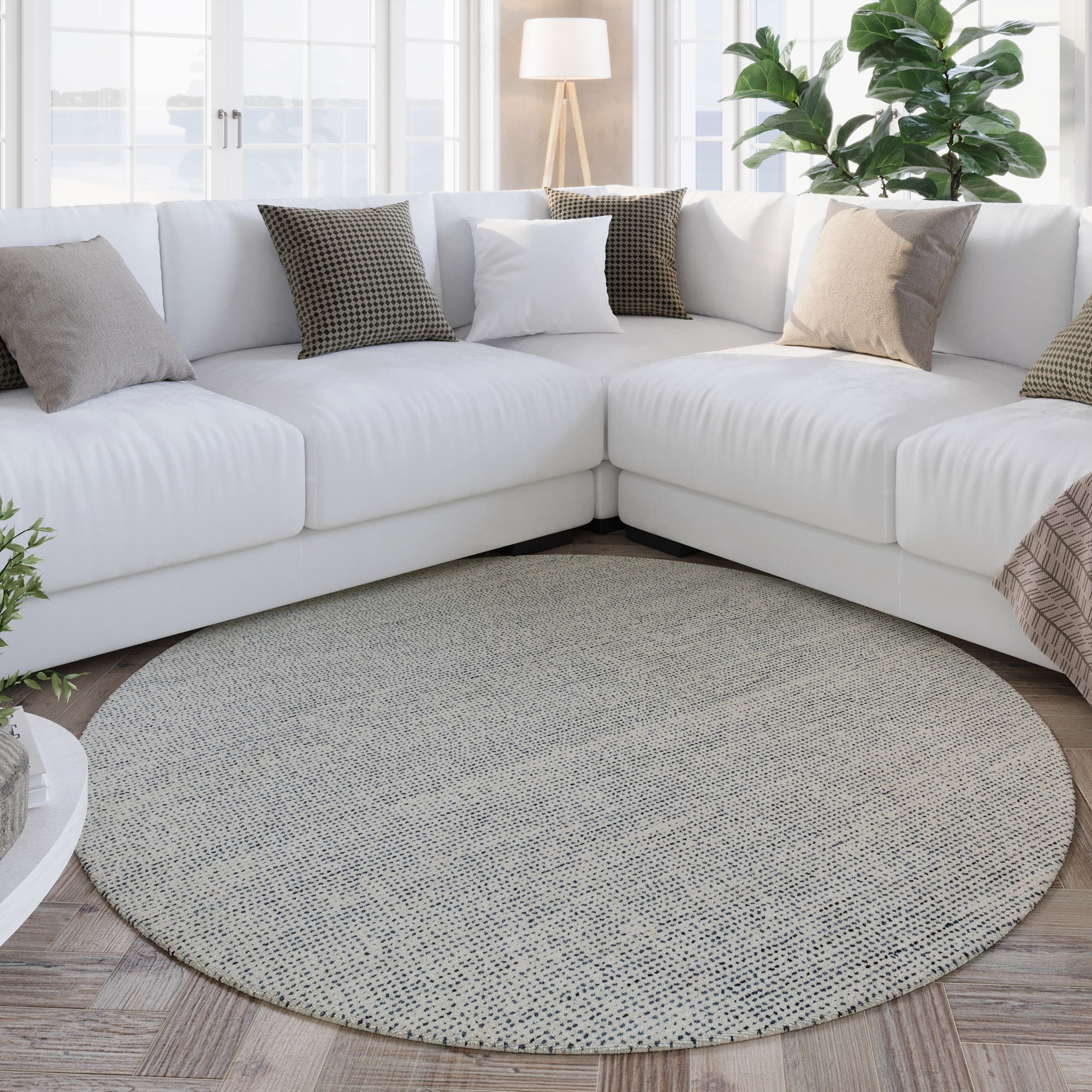 Wecon home Teppich »Hamptons THIRTYTWO«, rund, 15 mm Höhe, Kurzflor, Wohnzimmer, Schlafzimmer, elegant, robust, Linien Muster