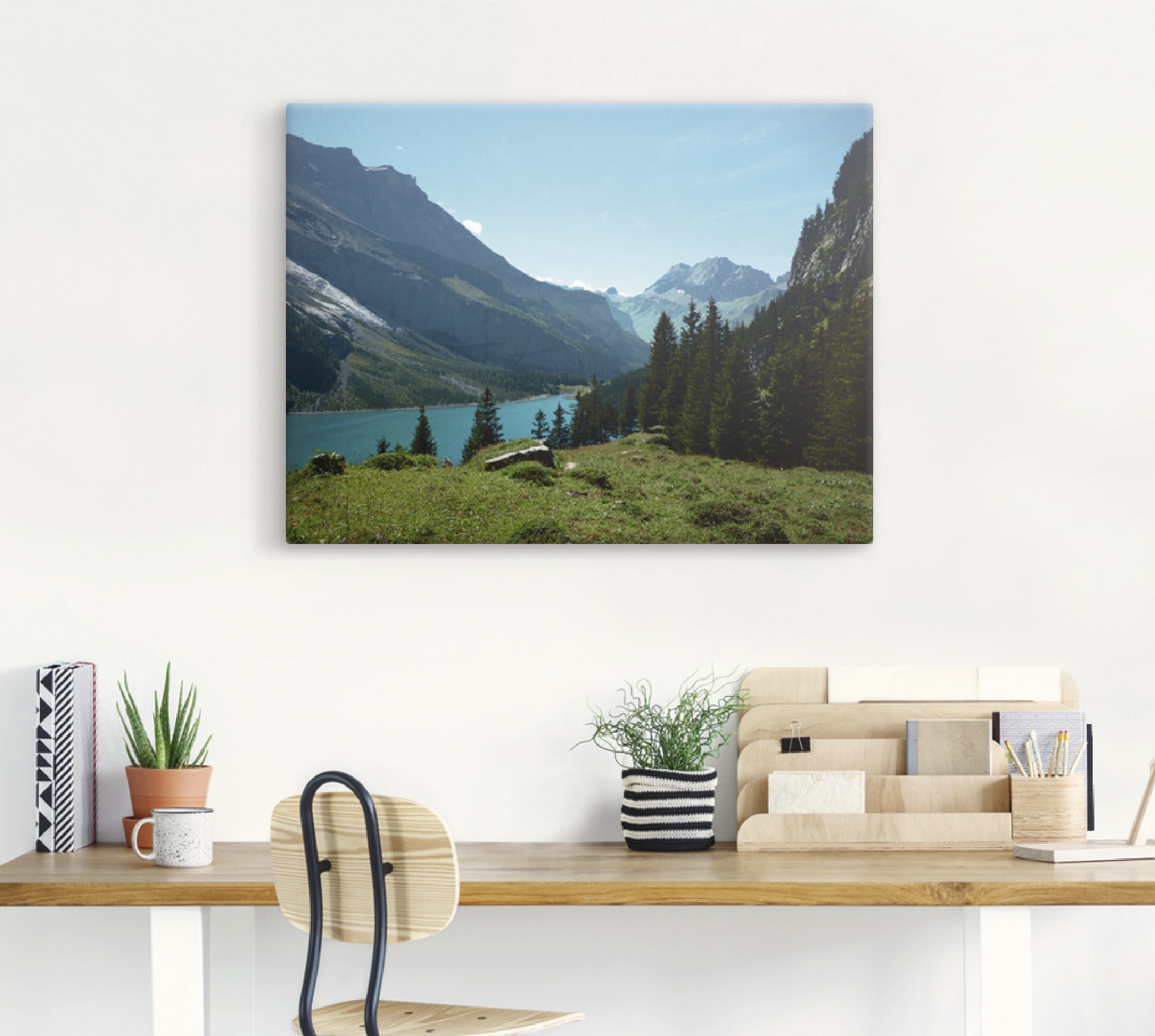 Artland Leinwandbild »Blick auf den Oeschinensee«, Berge, (1 St.), auf Keil günstig online kaufen