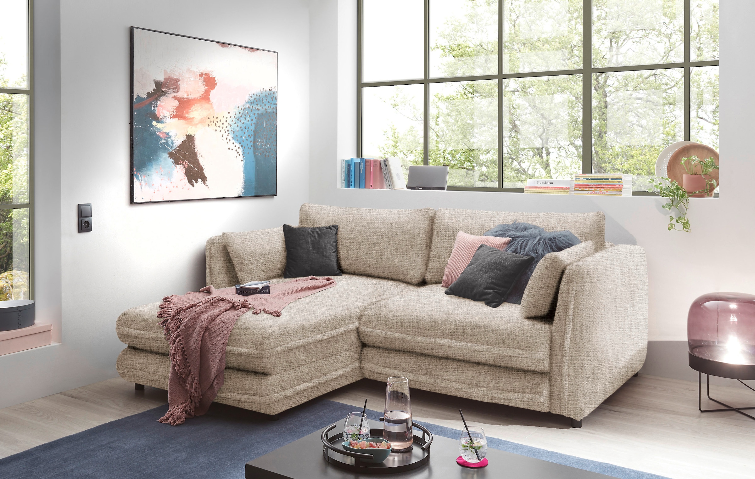 ED EXCITING DESIGN Ecksofa »Stanley L-Form«, mit Bettfunktion, Bettkasten & günstig online kaufen