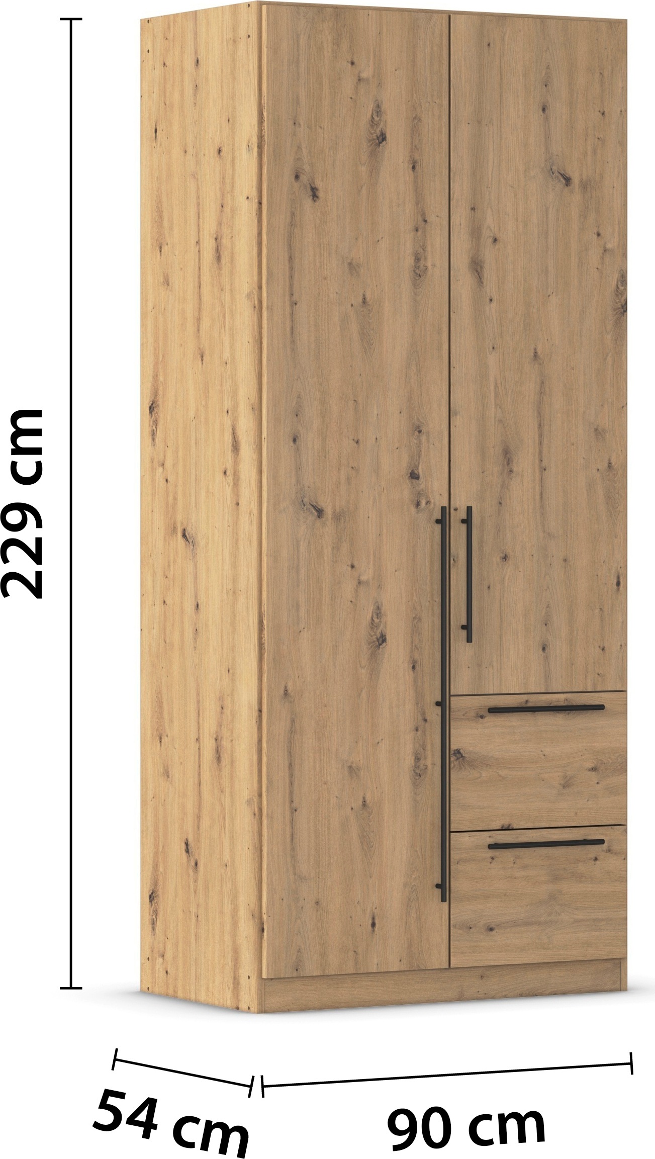 rauch Kleiderschrank »Drehtürenschrank Schrank Garderobe Wäscheschrank Schlafzimmer AVOLA«, (in 3 verschiedenen Ausstattungen BASIC/CLASSIC/PREMIUM), mit hochwertigen Stangengriffen aus Metall in Schwarz MADE IN GERMANY