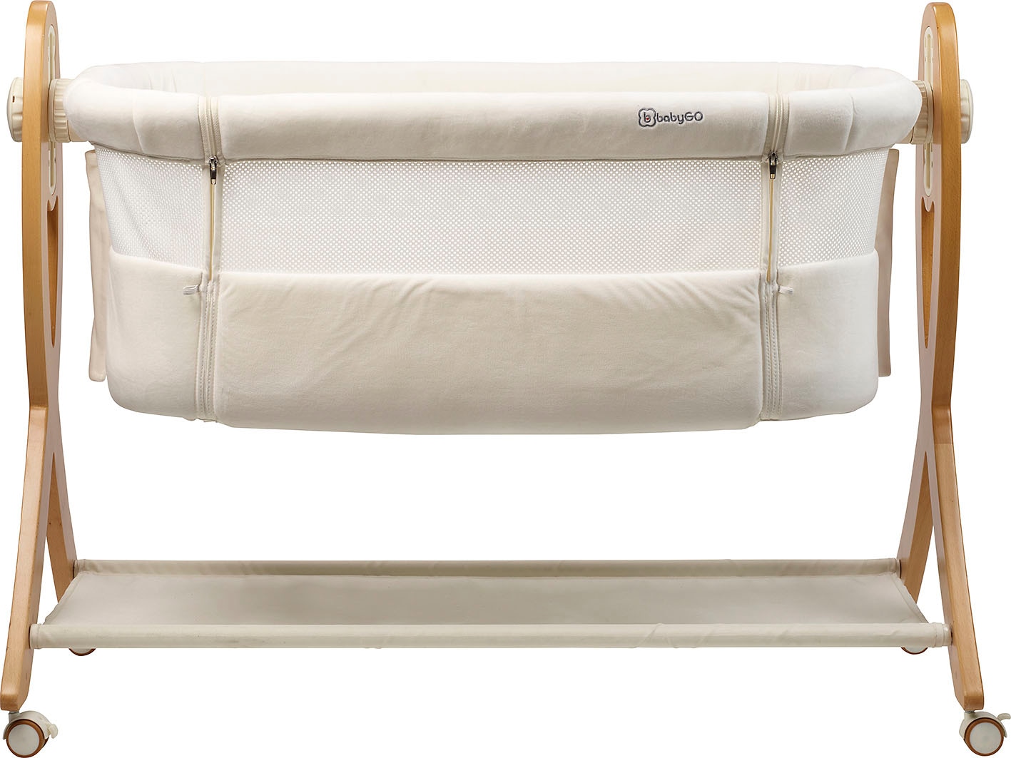 BabyGo Beistellbett »SidebySide, weiß/beige«, mit Schaukelfunktion