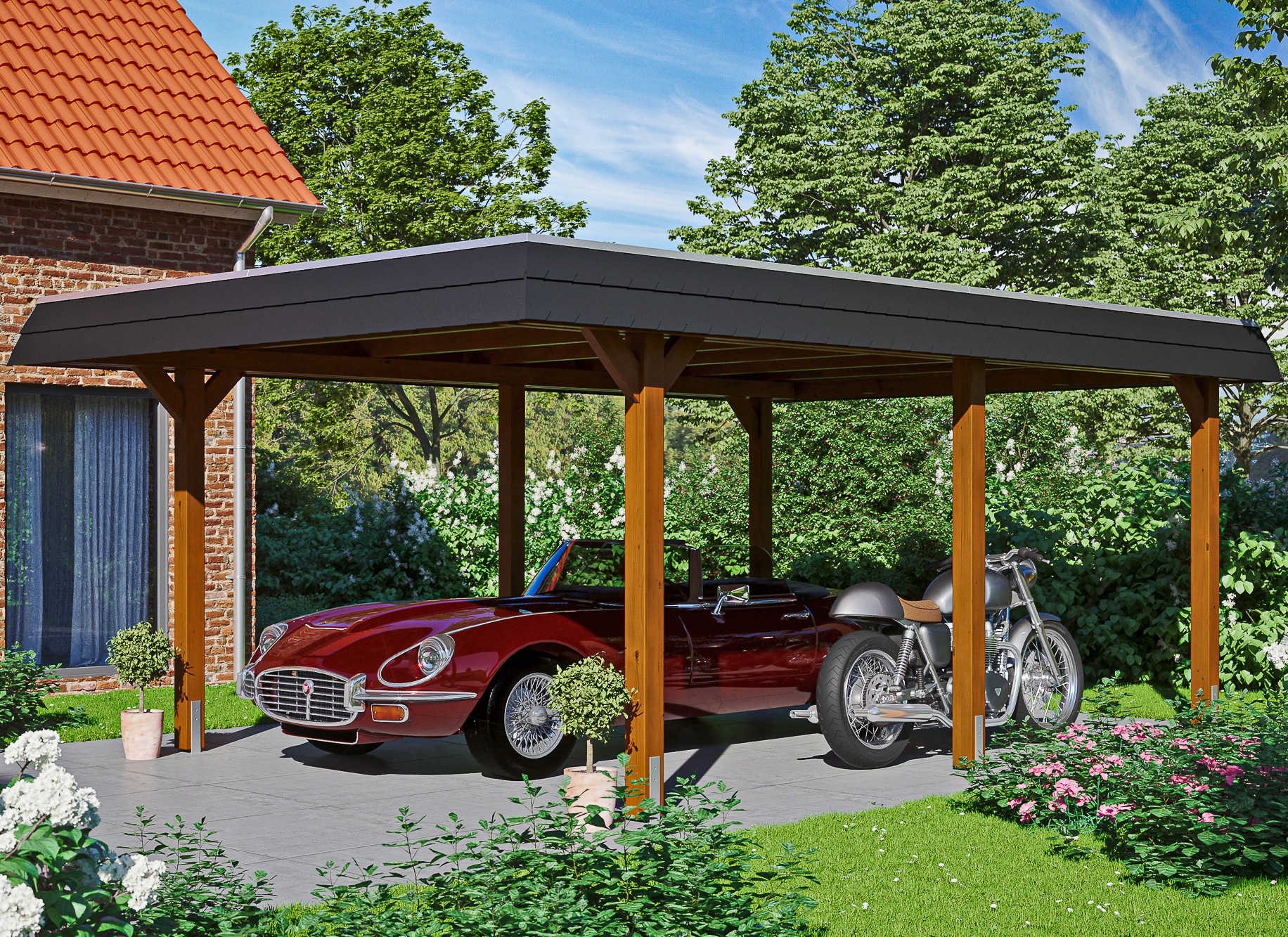 SKANHOLZ Einzelcarport »Wendland« Leimholz, Nordisches Fichtenholz 341 cm braun braun