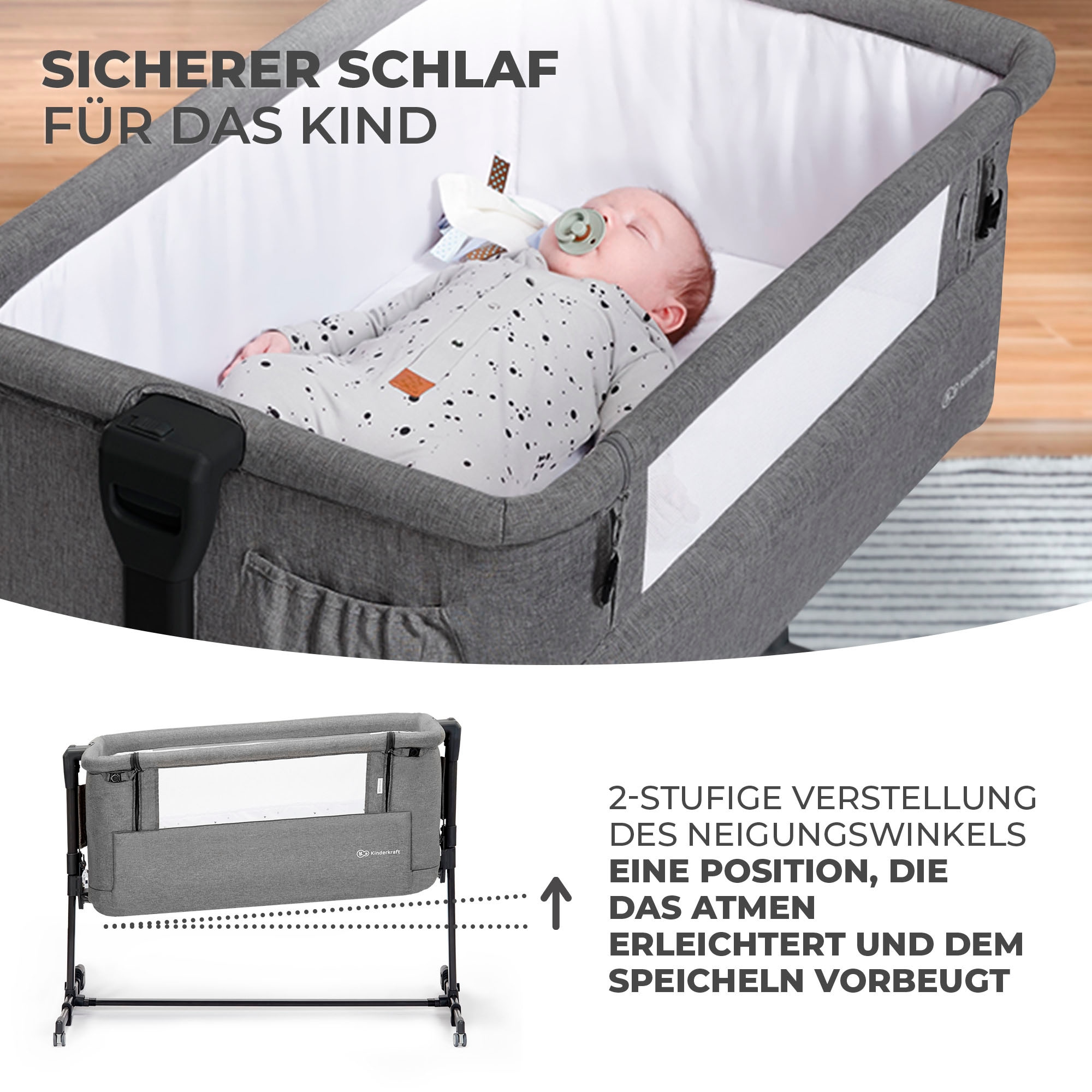 Kinderkraft Beistellbett »NESTE GROW«