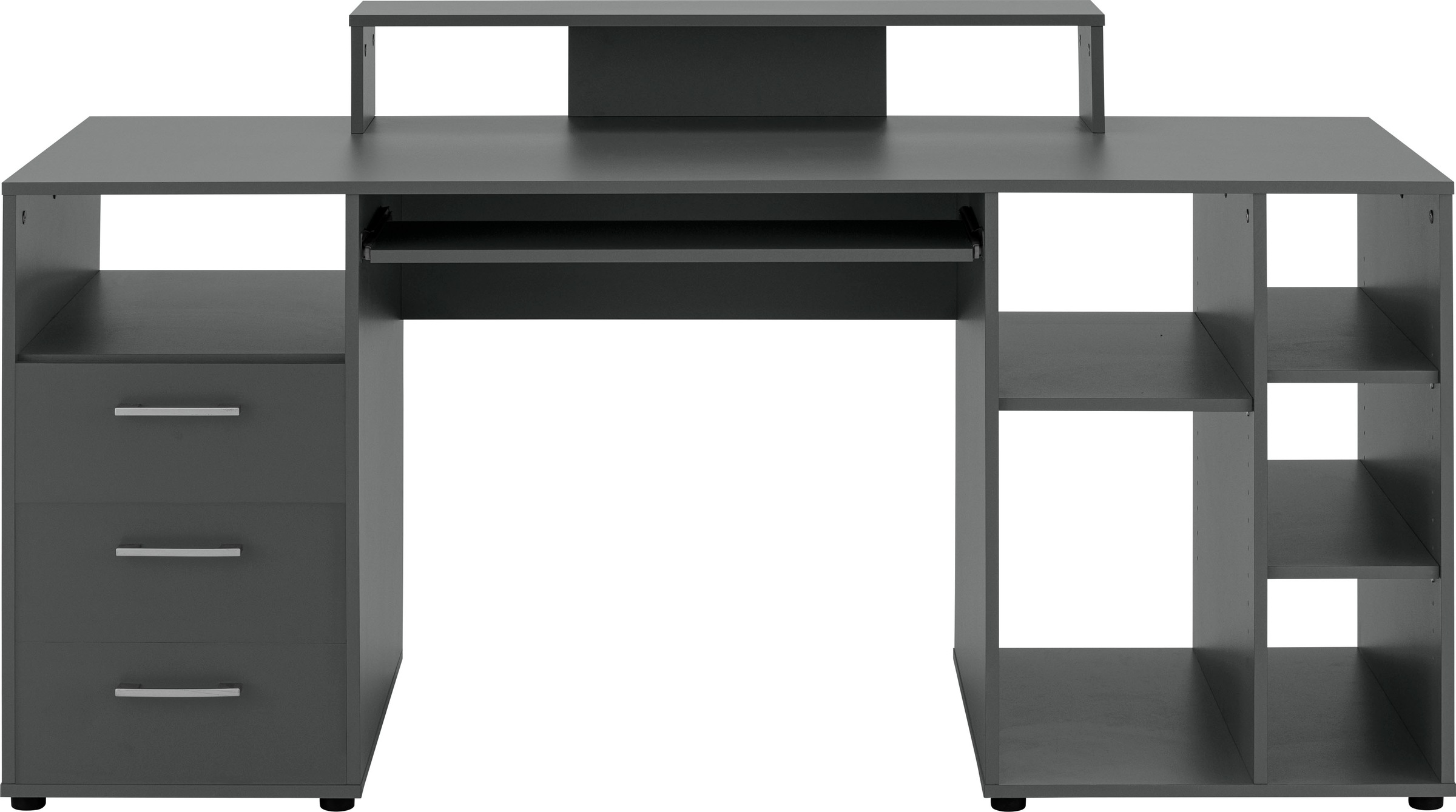 VOGL Möbelfabrik Schreibtisch »Timra«, Tastaturauszug, Aufsatz & Towerfach, günstig online kaufen