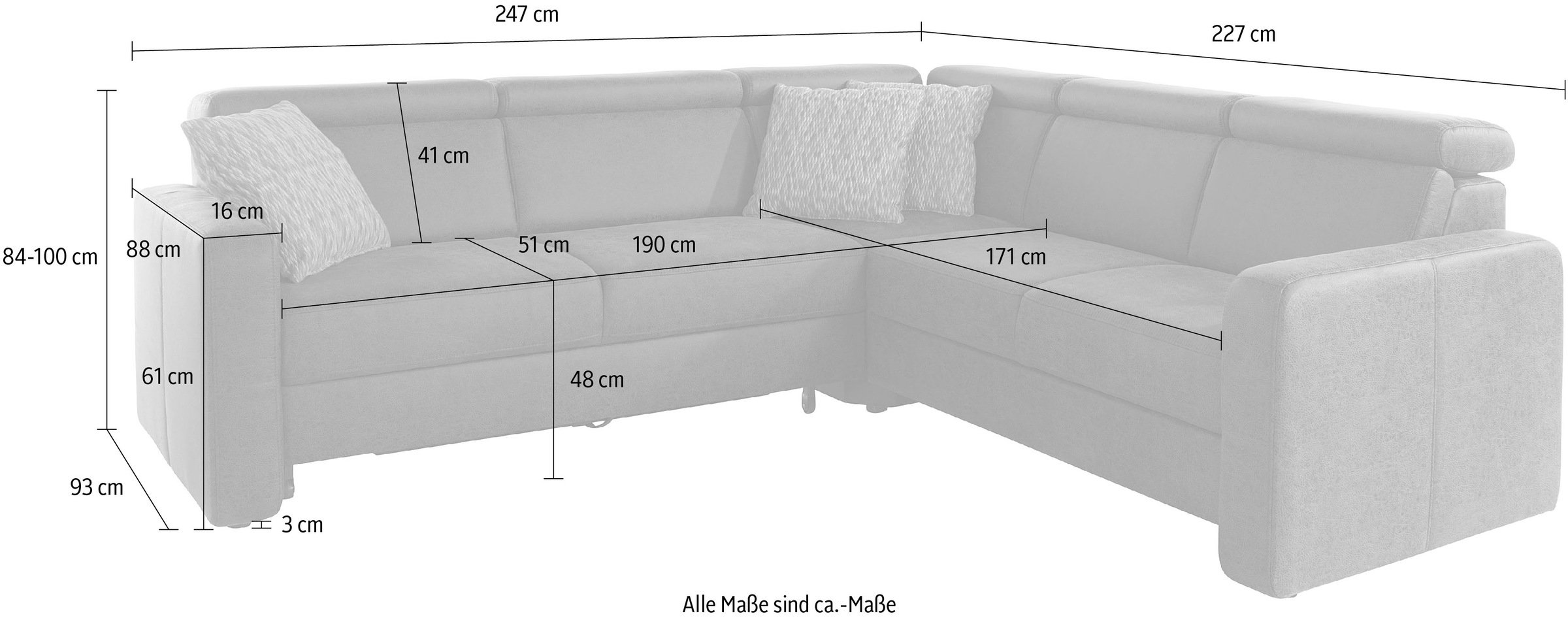 sit&more Ecksofa »Bologna L-Form«, Kopfteilverstellung, wahlweise mit Bettf günstig online kaufen