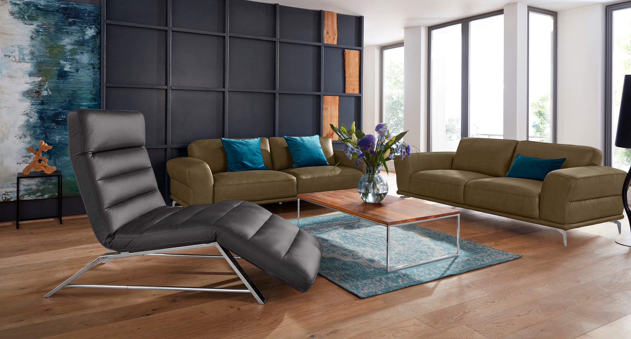 W.SCHILLIG 2,5-Sitzer »montanaa«, mit Metallfüßen in Chrom glänzend, Breite 212 cm