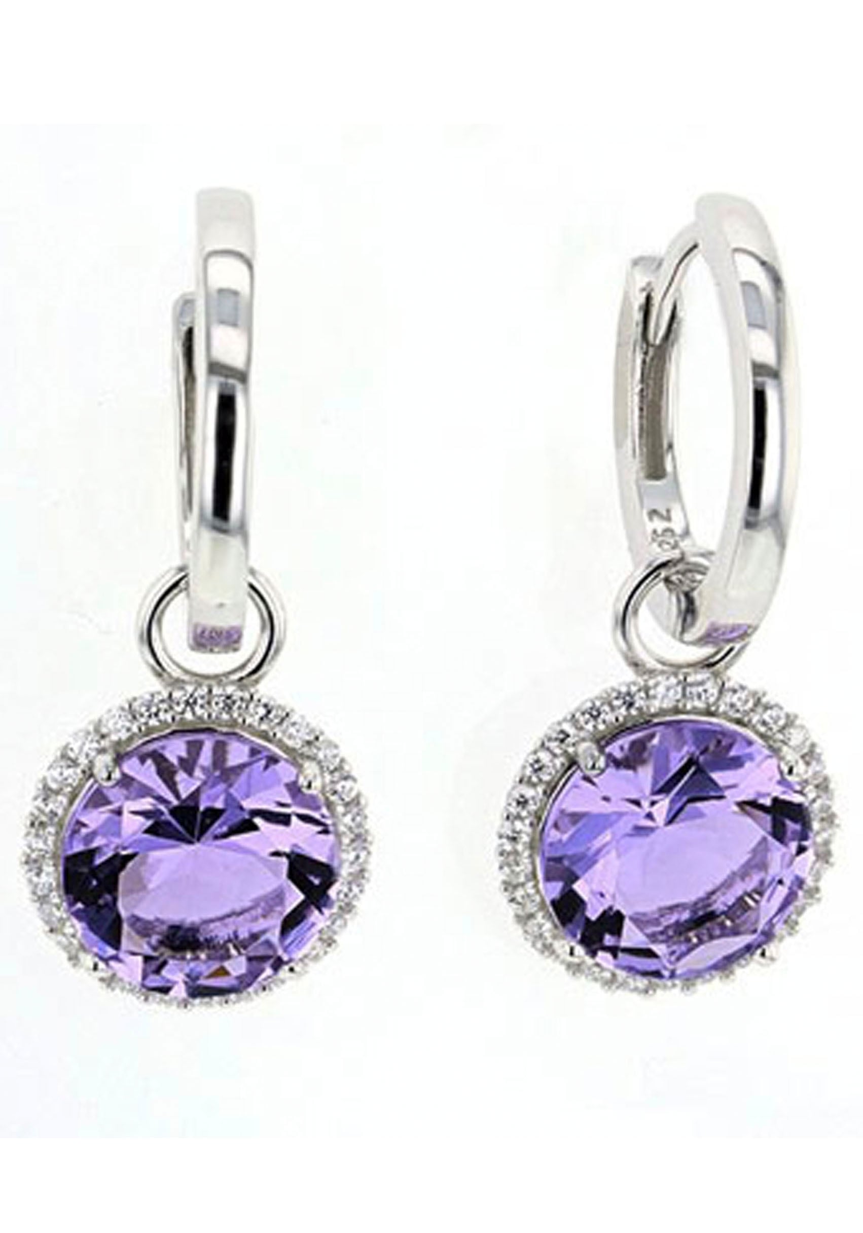 Firetti Paar Creolen »Schmuck Geschenk Silber 925 Ohrschmuck Farbstein-Optik lila«, mit Glasstein, Zirkonia (synth.) - Einhänger abnehmbar