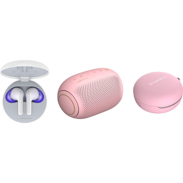 LG In-Ear-Kopfhörer »FN6 Macaron Jellybean«, Bluetooth, Sprachsteuerung-Noise-Reduction-LED  Ladestandsanzeige-UV-Reinigung, inkl. Bluetooth-Speaker (UVP 69,99) und  Macaron Case (UVP 9,99) auf Raten bestellen