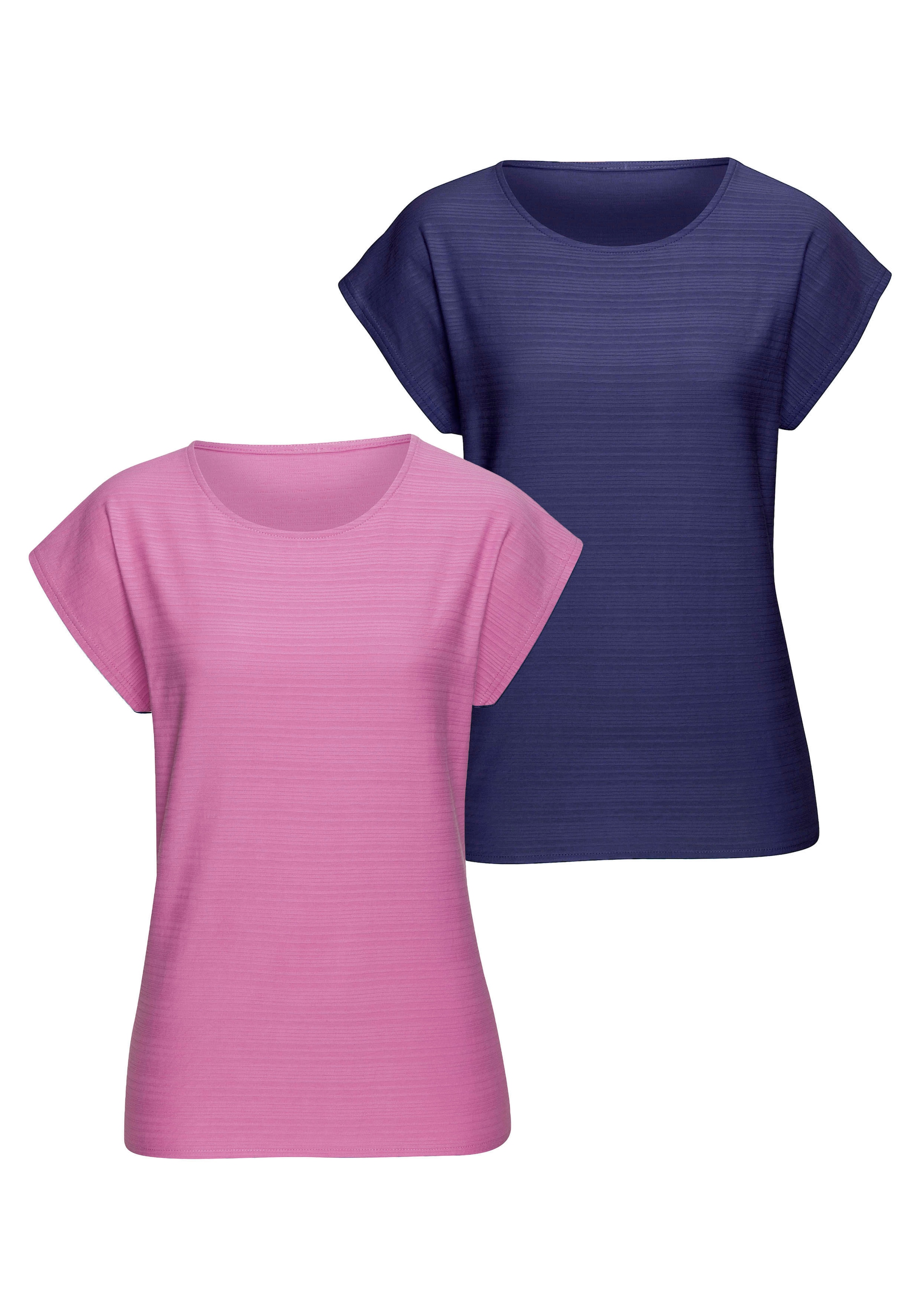 Vivance T-Shirt »mit modischer Streifenstruktur«, (Packung), aus weicher Baumwoll-Qualität