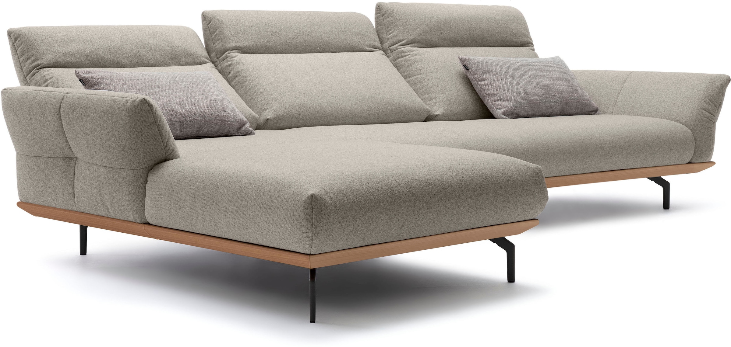 Creation BY ROLF BENZ Ecksofa »CR.460«, Sockel in Eiche, Winkelfüße in Umbragrau, Breite 338 cm