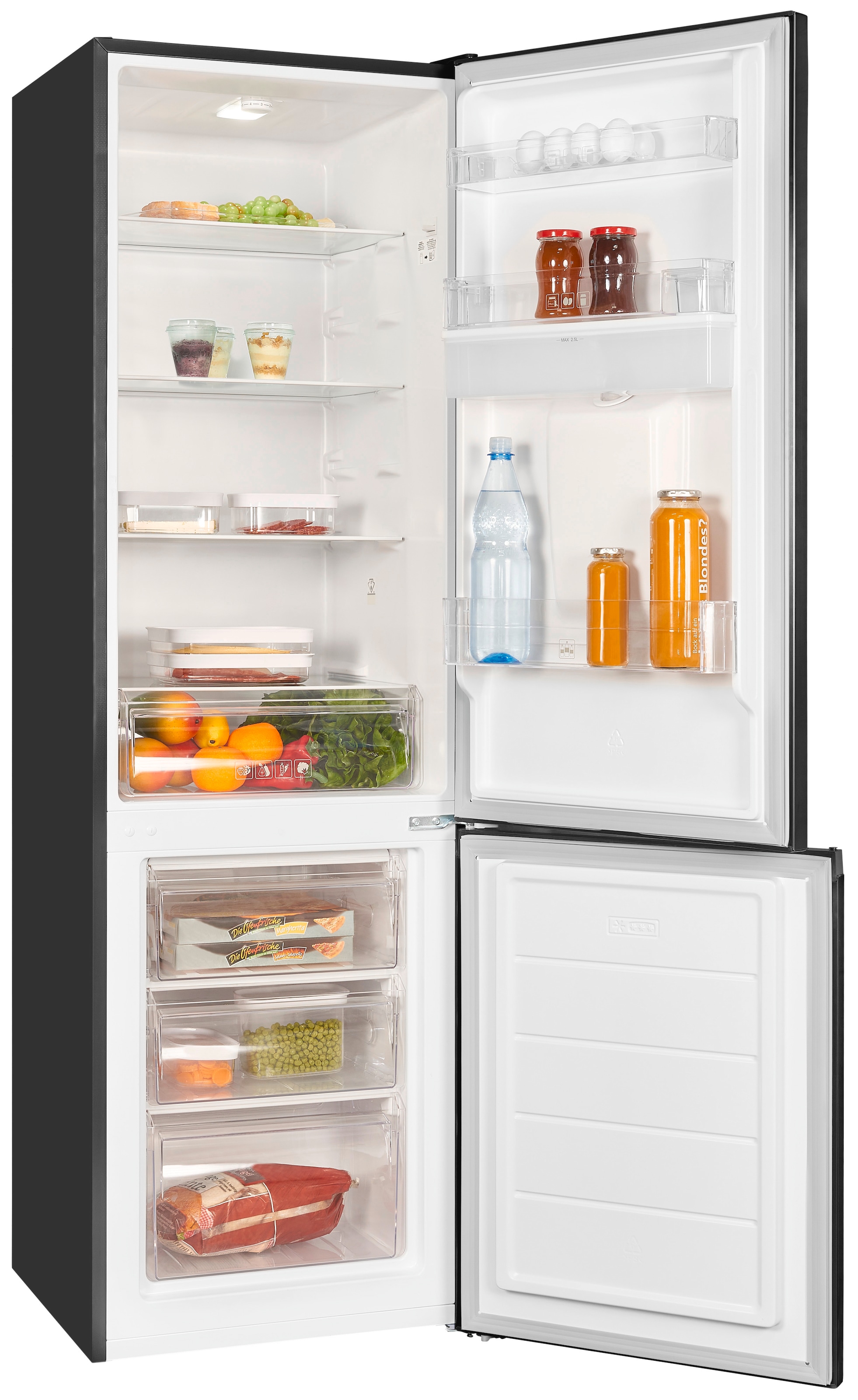 exquisit Kühl-/Gefrierkombination »KGC265-70-WS-040D weiss«, KGC265-70-WS-040D inoxlook-az, 179,5 cm hoch, 55 cm breit