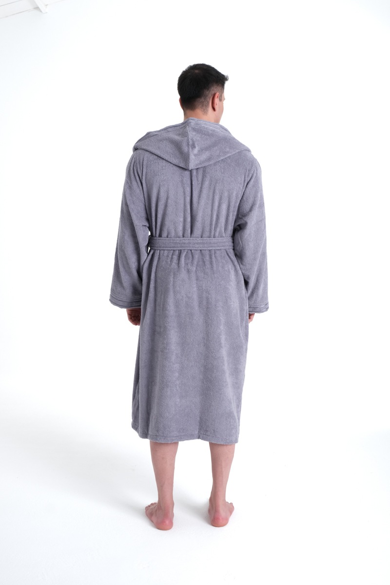 Bruno Banani Herrenbademantel »Clement, ideal für Sauna & Spa, Hotelbademantel, Morgenmantel«, (1 St.), 100% Baumwolle, einfarbig, glänzende Streifen-Bordüre, Taschen, S-4XL