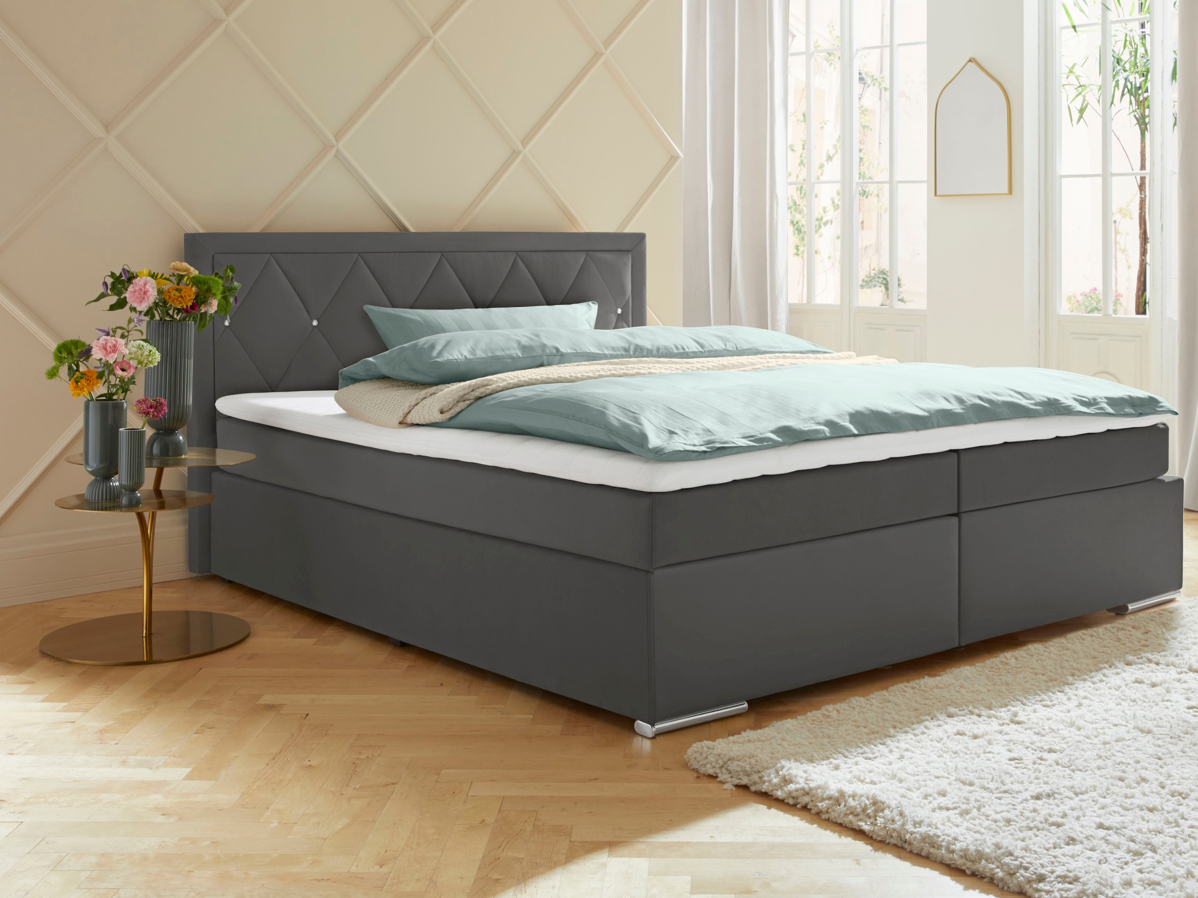 6. Bild von Leonique Boxbett »Alfie, Bestseller, wahlweise mit Bettkasten«, mit Straßsteinen im Kopfteil, H2, H3 und H4 wählbar