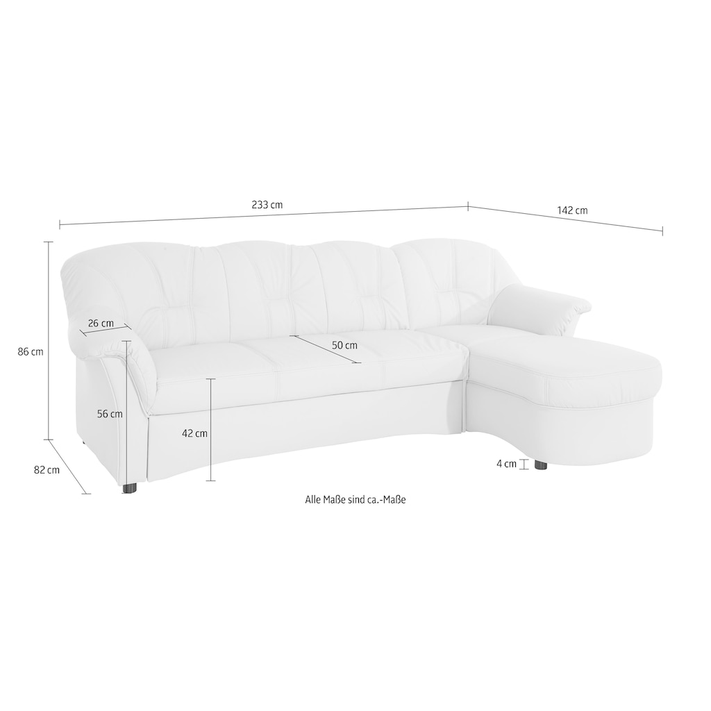 DOMO collection Ecksofa »Flores Schlafsofa, B/T/H: 233/142/86 cm, L-Form«