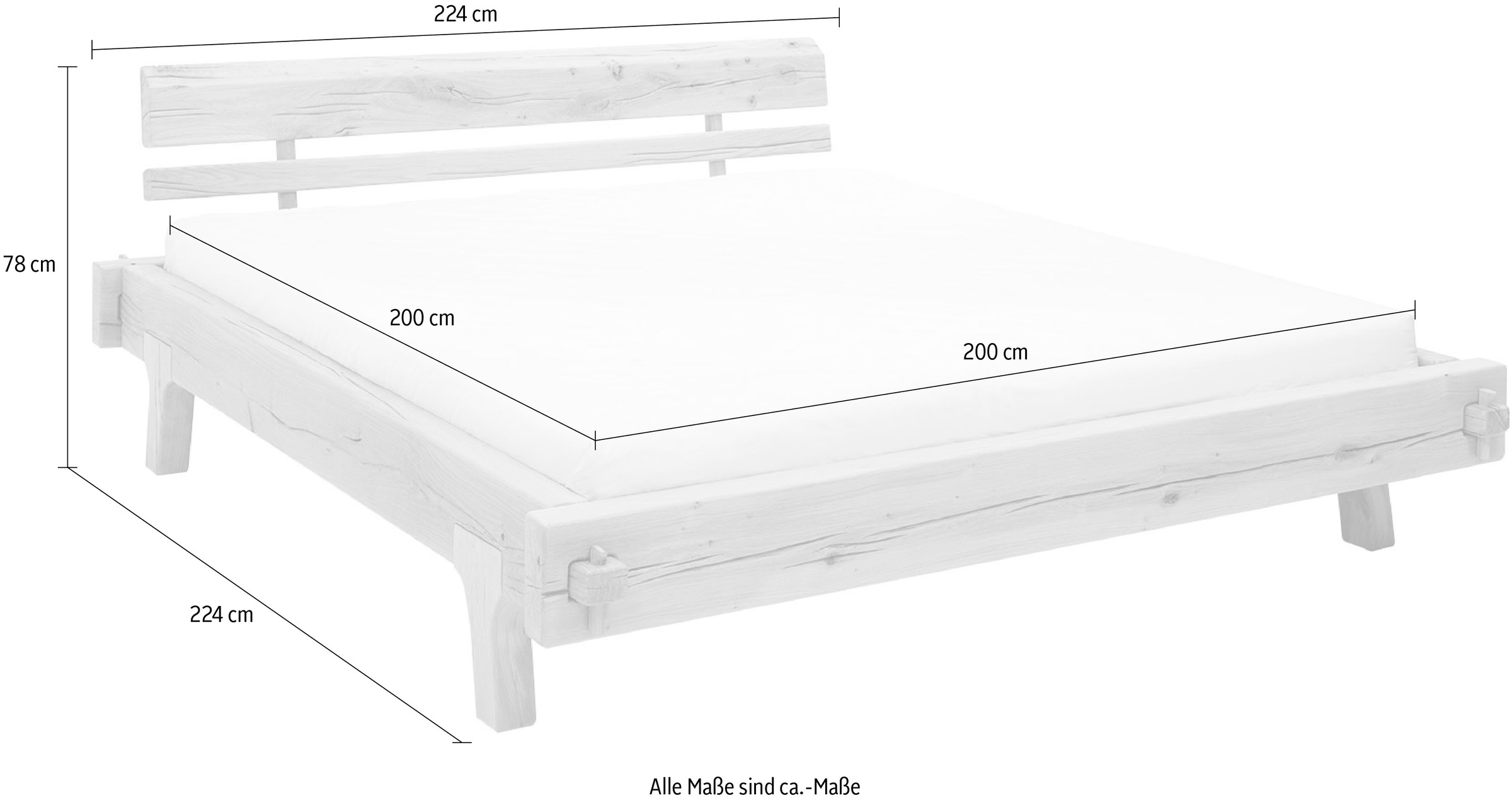 3. Bild von SalesFever Holzbett, aus Massivholz Fichte, Balkenbett in uriger Optik, im Landhaus Stil