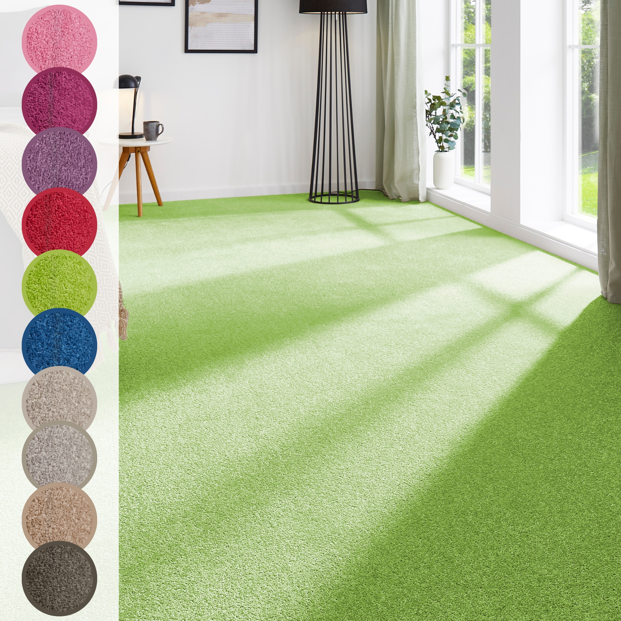 Andiamo Teppichboden »Ines, Kräuselvelours, Made in Netherlands«, rechteckig, 8,5 mm Höhe, Uni Farben, Breite 400 cm, strapazierfähig & pflegeleicht