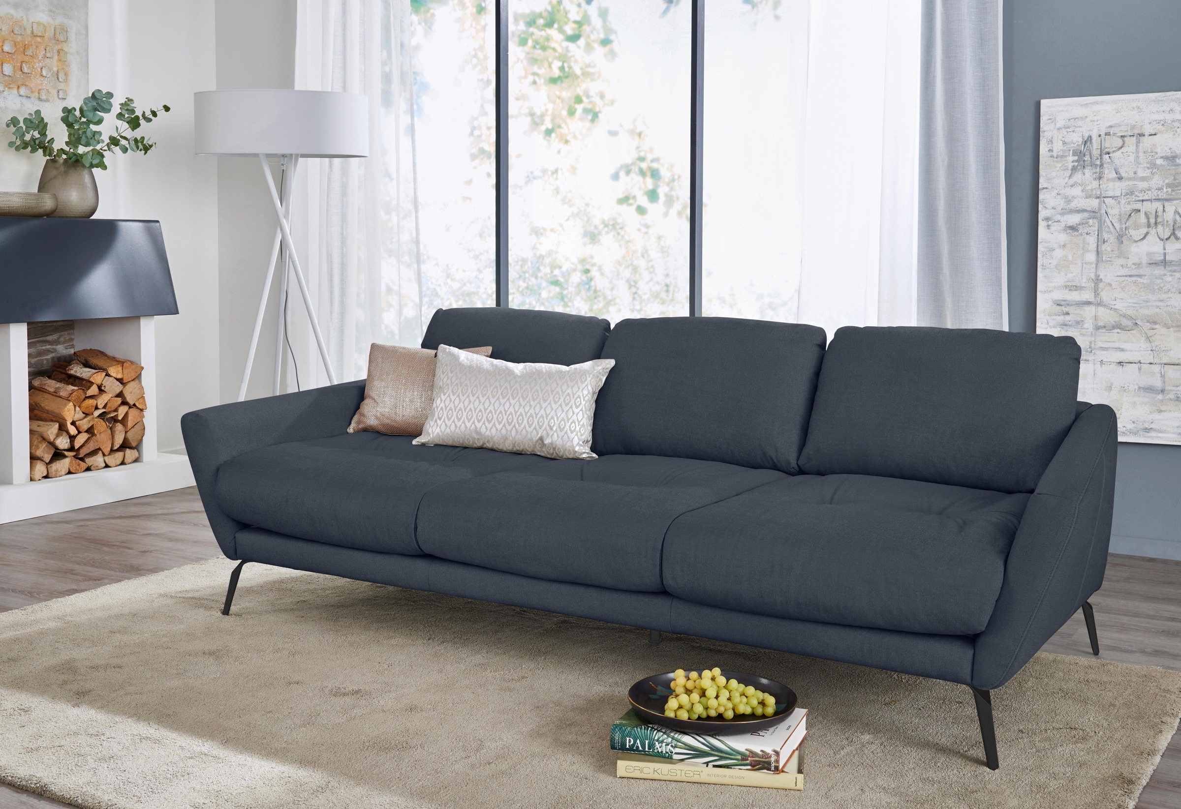 W.SCHILLIG Big-Sofa »softy«, mit Füße Raten dekorativer auf kaufen Sitz, pulverbeschichtet Heftung im schwarz