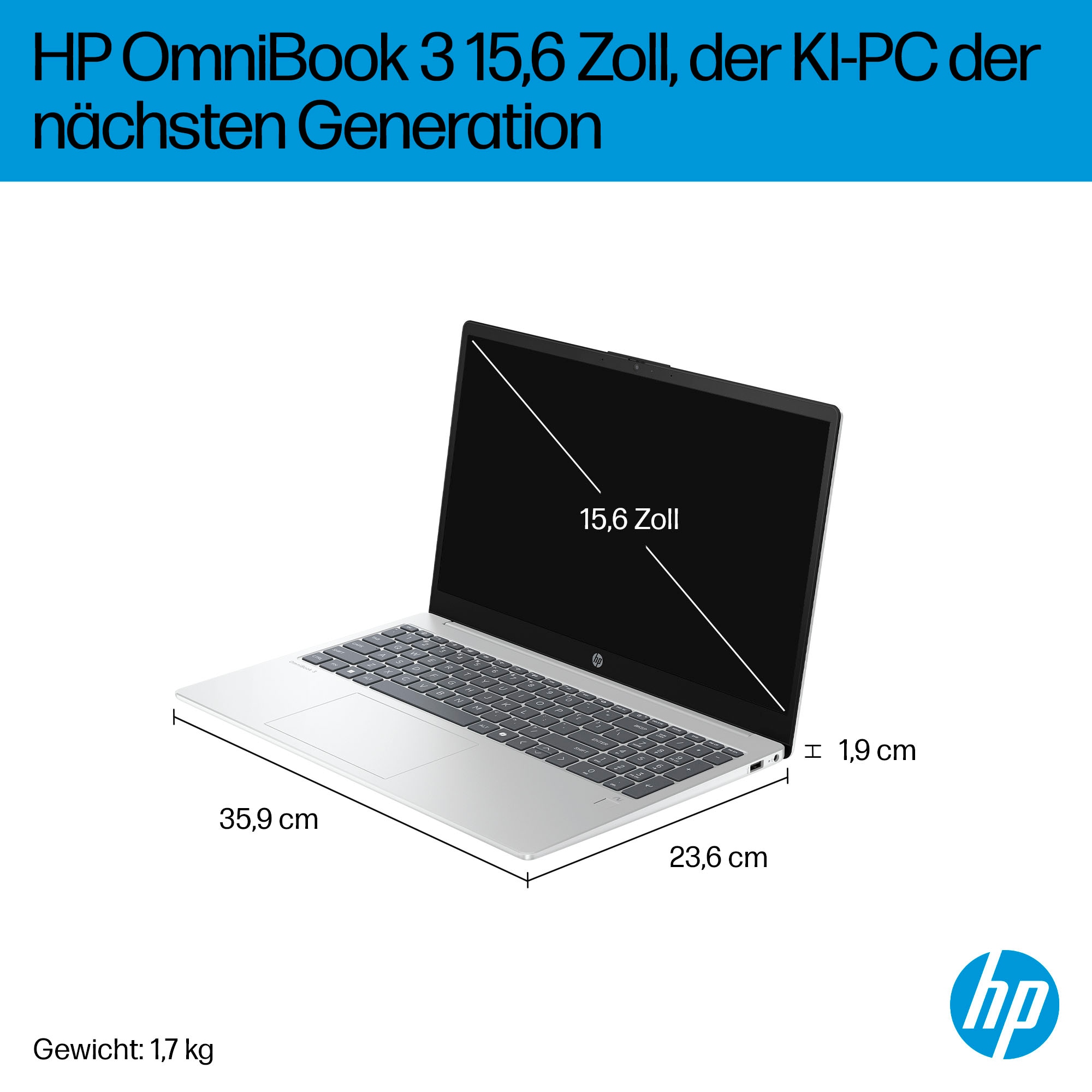 HP Notebook »OmniBook 3 NG AI« 39,62 cm / 15,6 AMD Ryzen™ AI 5 Radeon 820M 512 GB SSD