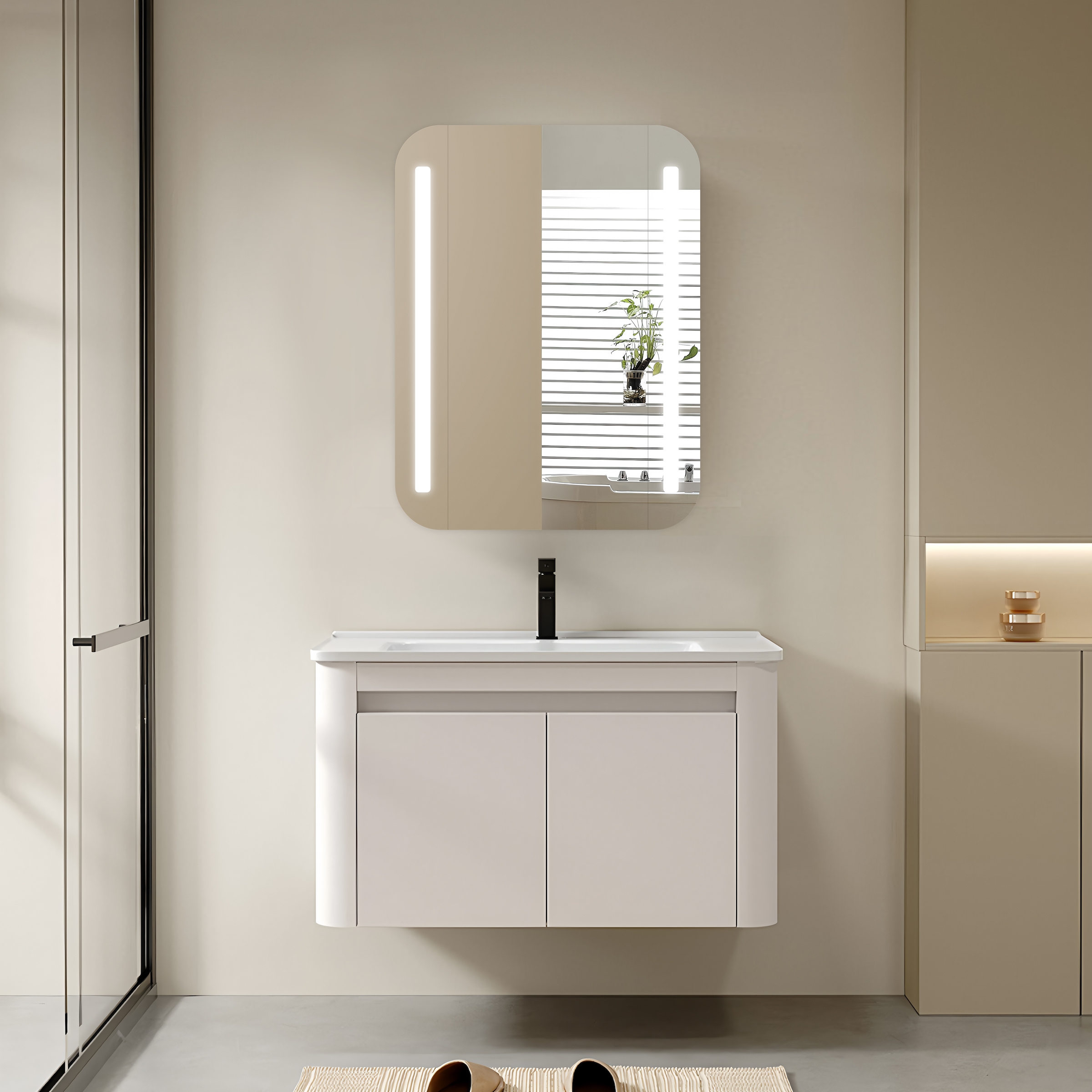 Talos Badezimmerspiegelschrank »Talos Black Linea«, austauschbare LED-Beleuchtung, 60x70cm