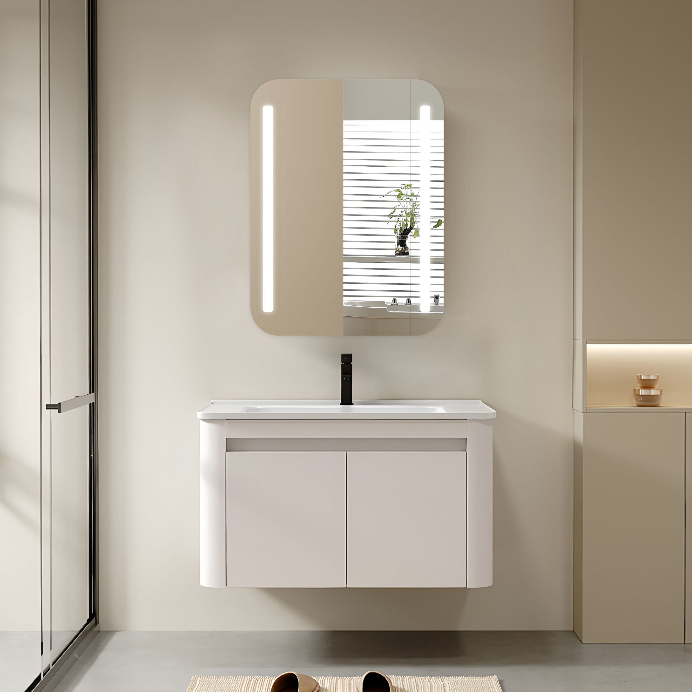 Talos Badezimmerspiegelschrank "Talos Black Linea" austauschbare LED-Beleuc günstig online kaufen