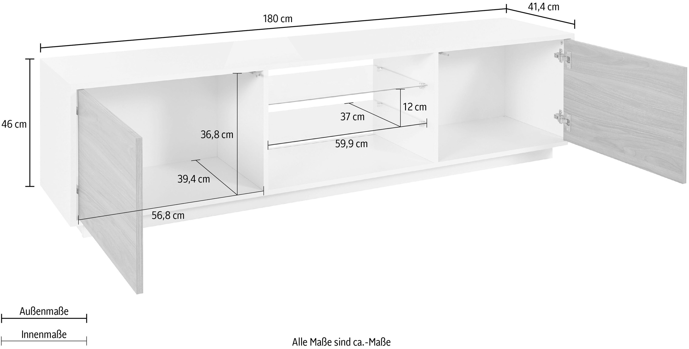 INOSIGN Lowboard »bloomTV-Board, TV-Schrank«, Breite ca. 180 cm