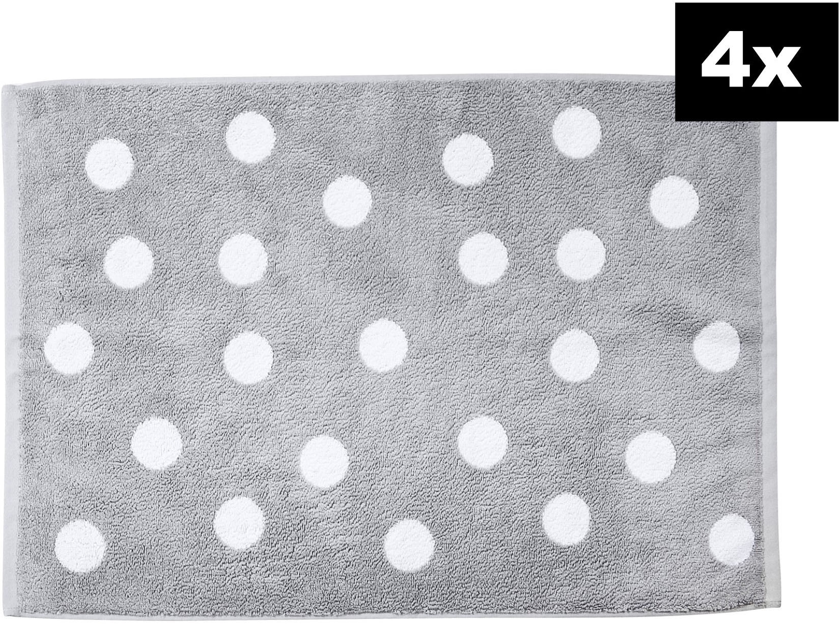 done.® Badematte »DAILY SHAPES Dots 4er-Set« Höhe 5 mm fußbodenheizungsgeeignet Badvorleger aus 100% Baumwolle, Jacquardgewebt