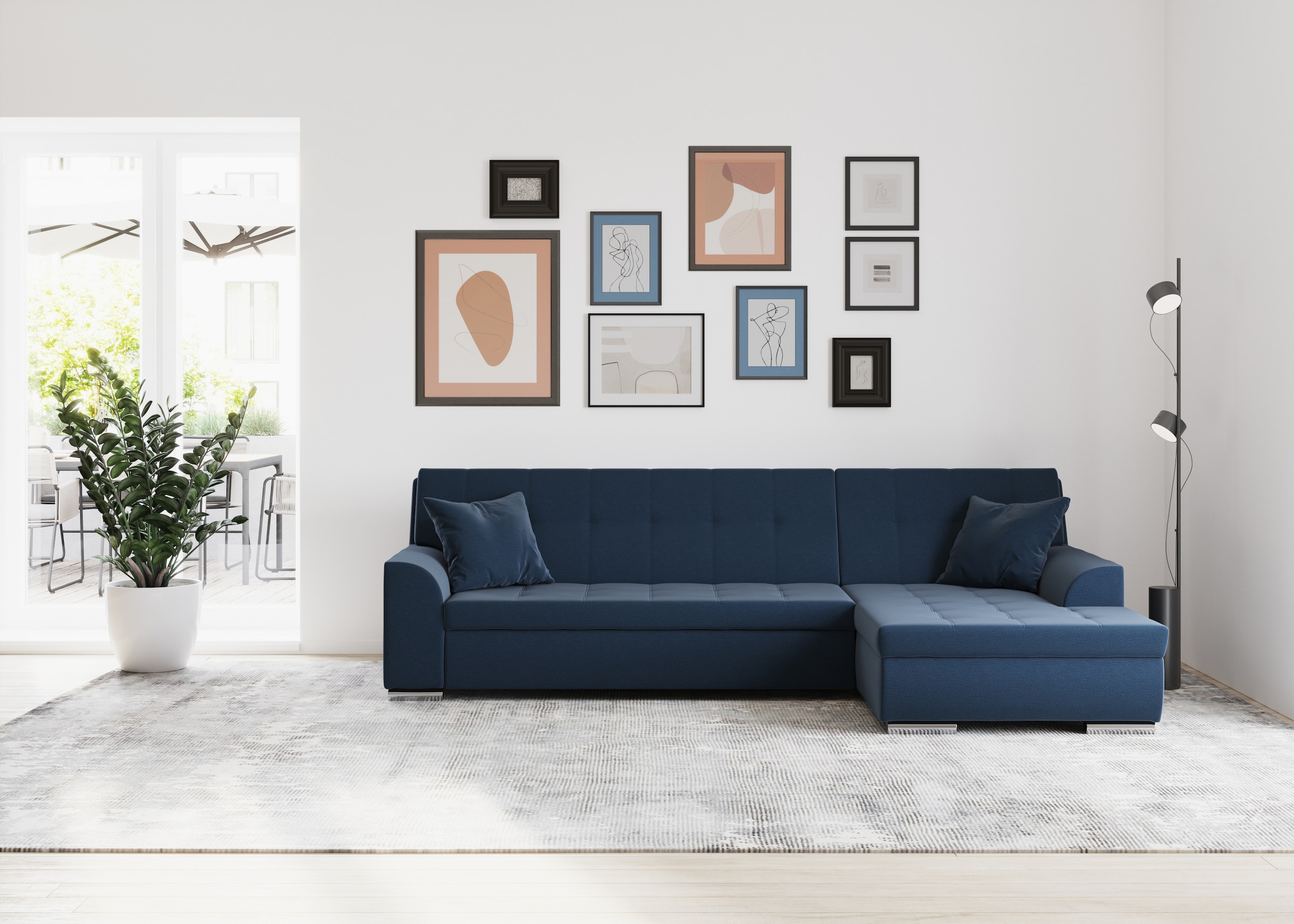 DOMO collection Ecksofa Treviso, wahlweise mit Bettfunktion, incl. Zierkissen